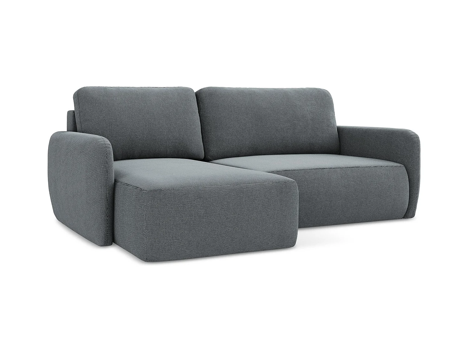 Canapé d’angle 2 places gauche convertible en tissu texturé - jeans - LILO