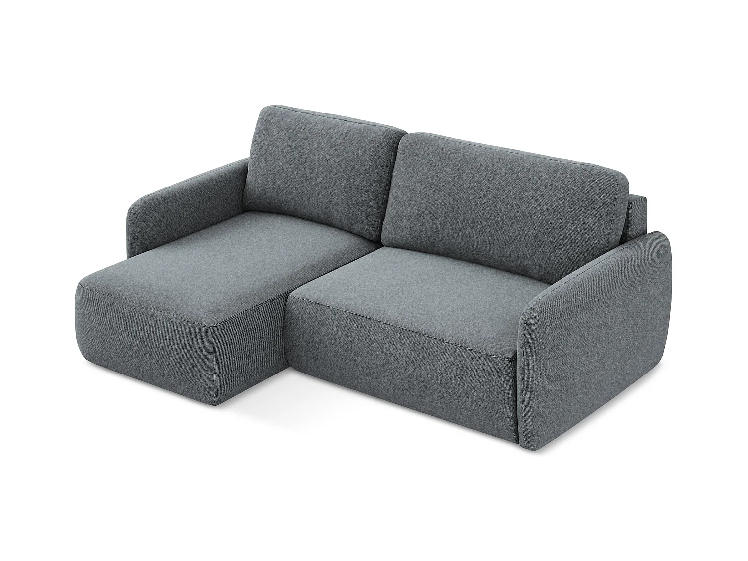 Canapé d’angle 2 places gauche convertible en tissu texturé - jeans - LILO