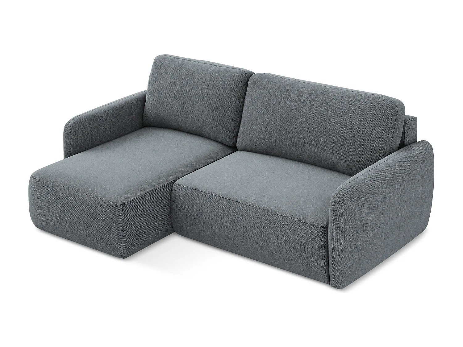 Canapé d’angle 2 places gauche convertible en tissu texturé - jeans - LILO