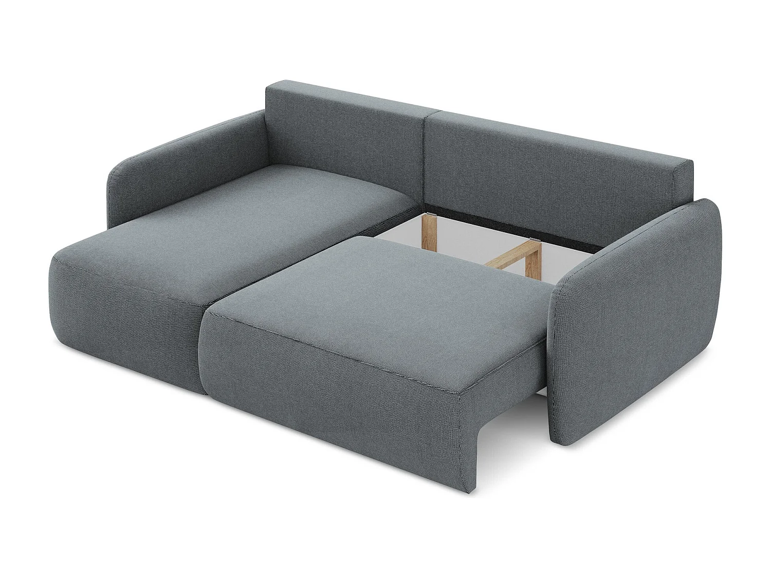 Canapé d’angle 2 places gauche convertible en tissu texturé - jeans - LILO