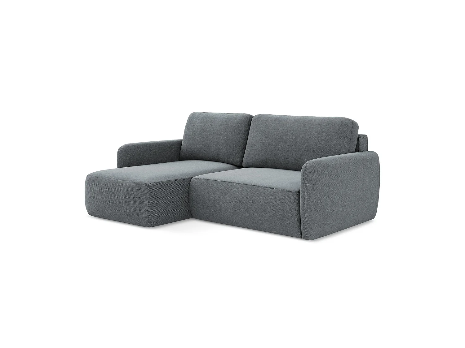 Canapé d’angle 2 places gauche convertible en tissu texturé - jeans - CORLE