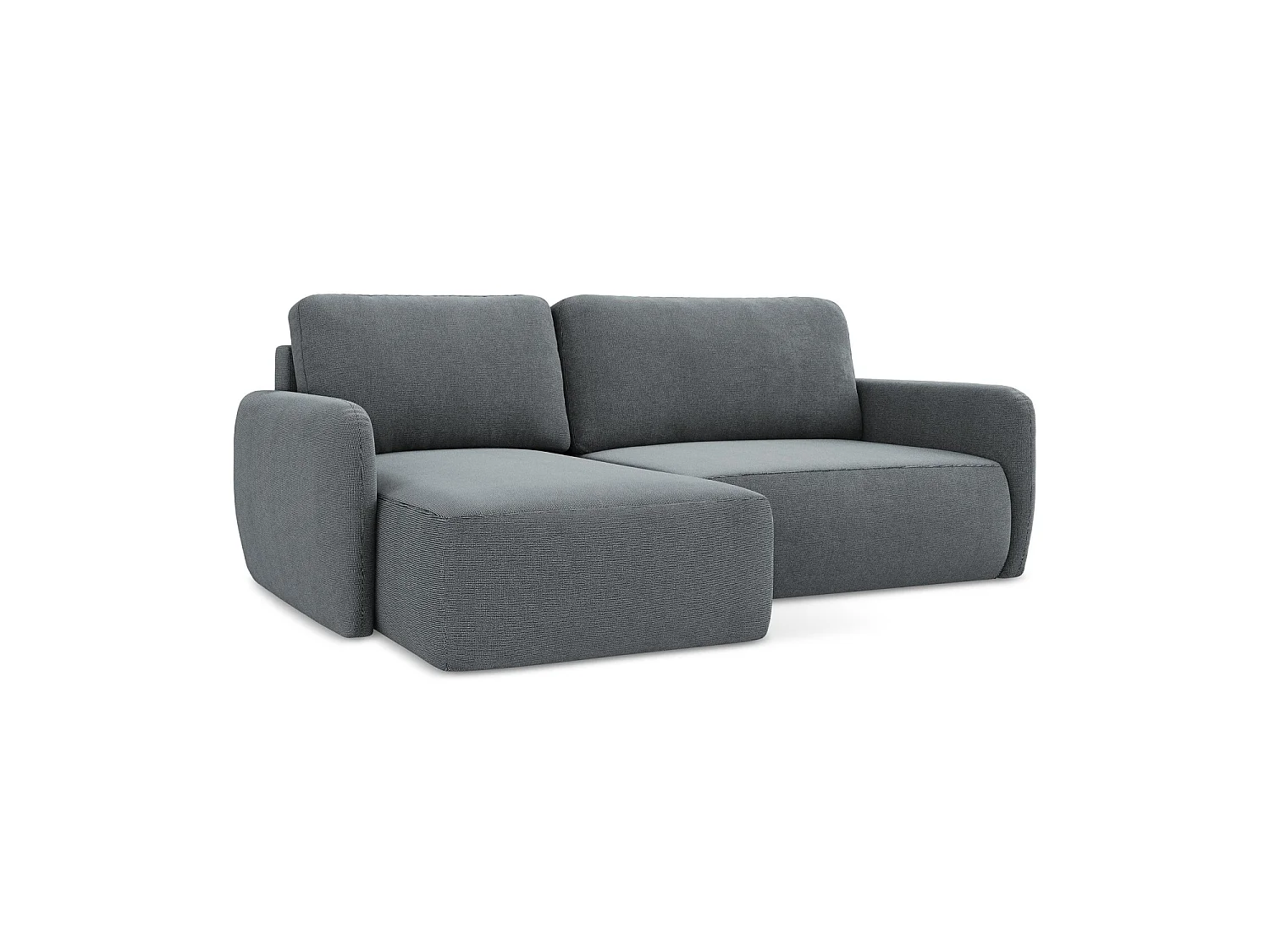 Canapé d’angle 2 places gauche convertible en tissu texturé - jeans - CORLE