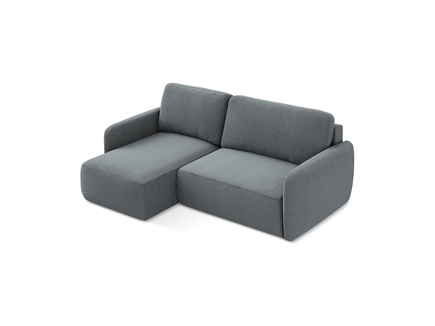Canapé d’angle 2 places gauche convertible en tissu texturé - jeans - CORLE