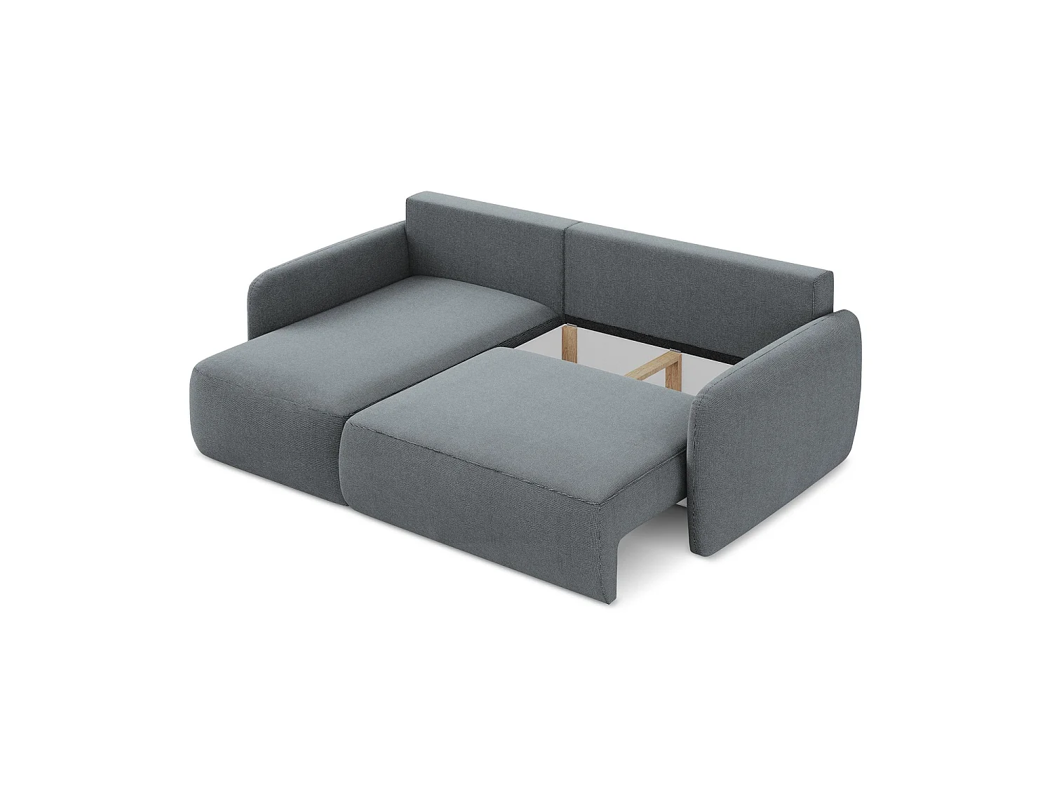 Canapé d’angle 2 places gauche convertible en tissu texturé - jeans - CORLE