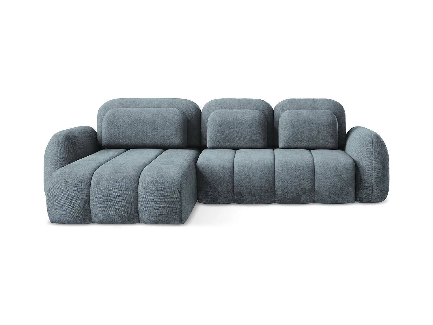 Canapé d’angle 3 places gauche convertible en tissu chenille - jeans - PELE