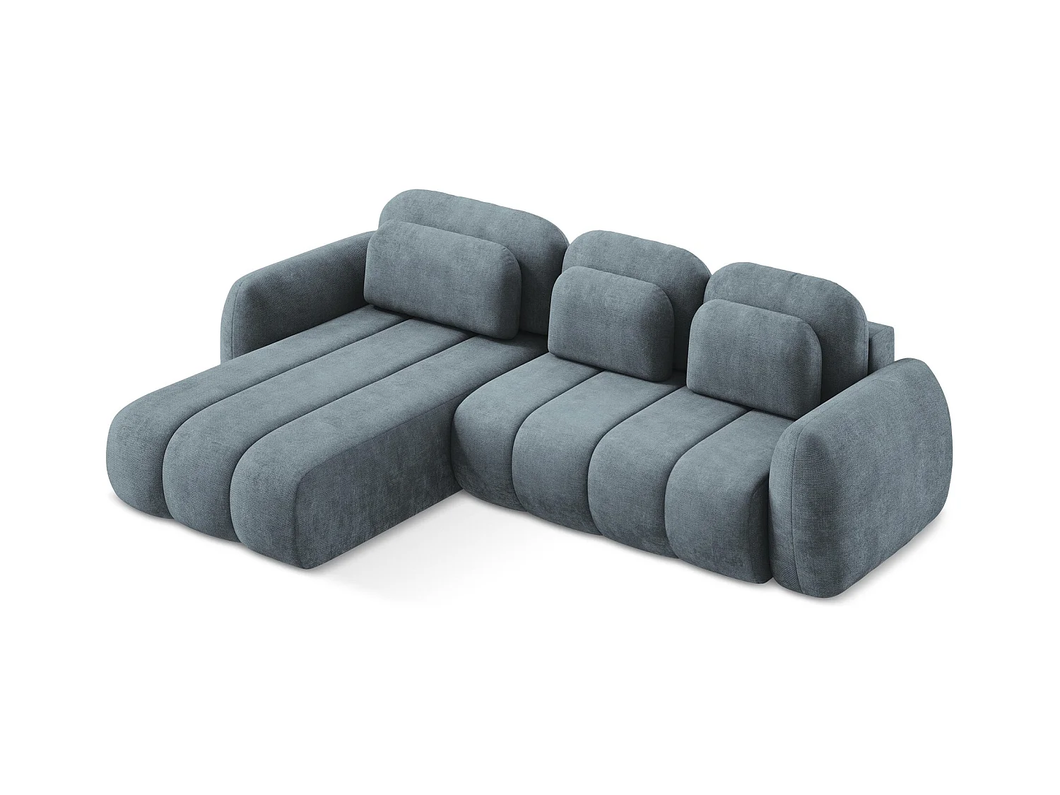 Canapé d’angle 3 places gauche convertible en tissu chenille - jeans - PELE