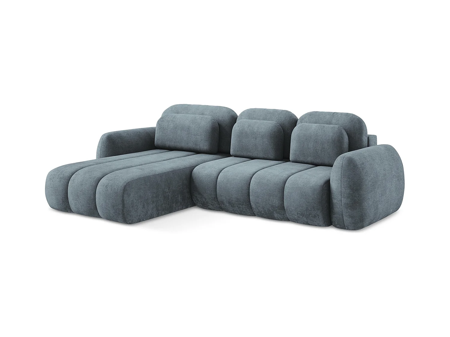 3-Sitzer Ecksofa mit Schlaffunktion - Ecke Links - Chenille - Jeans - PELE