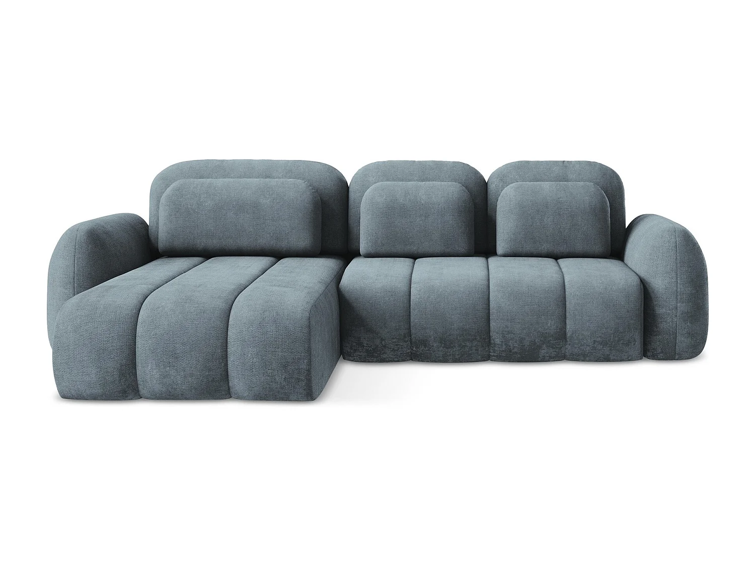 Canapé d’angle 3 places gauche convertible en tissu chenille - jeans - PELE