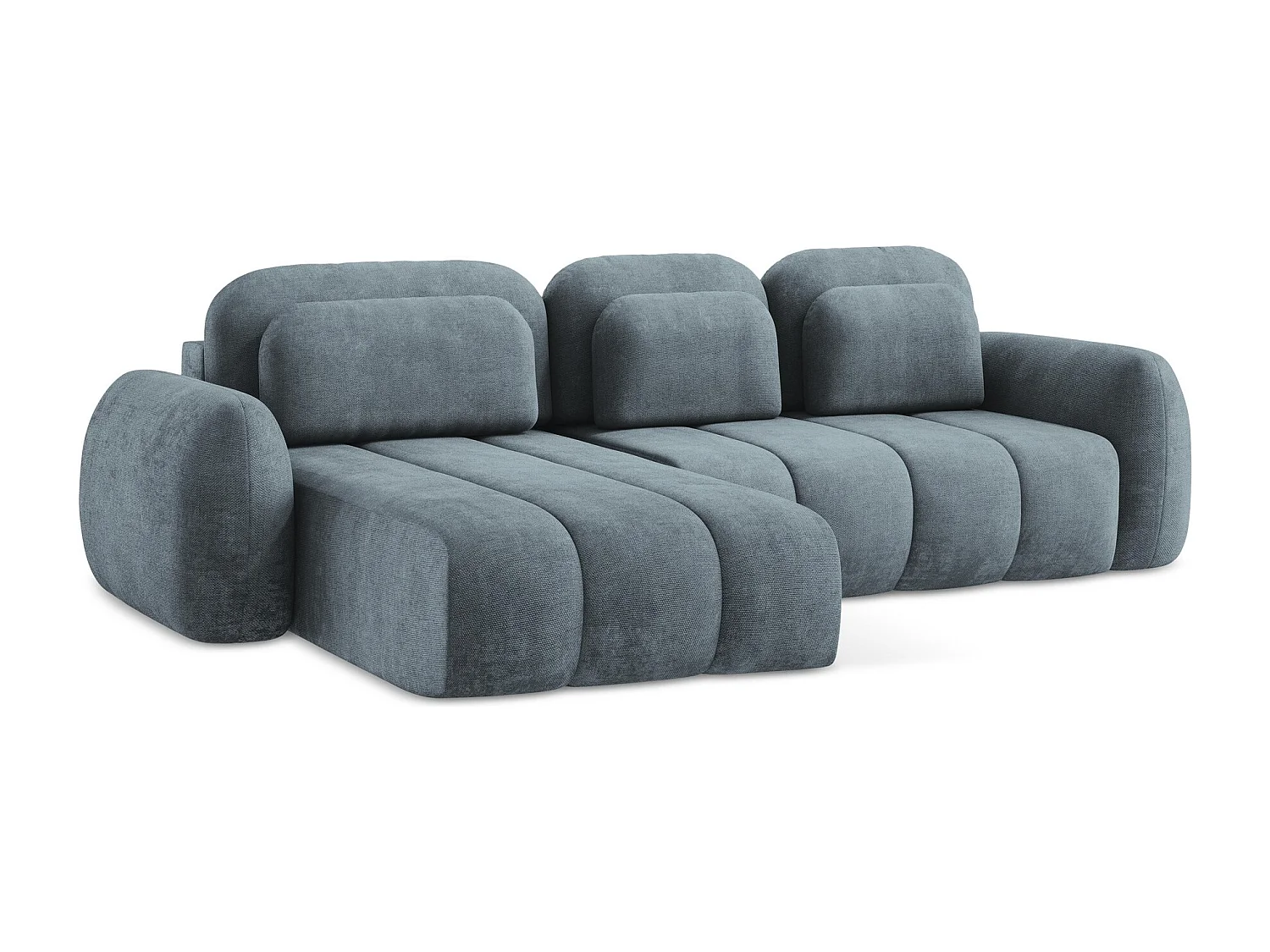 Canapé d’angle 3 places gauche convertible en tissu chenille - jeans - PELE