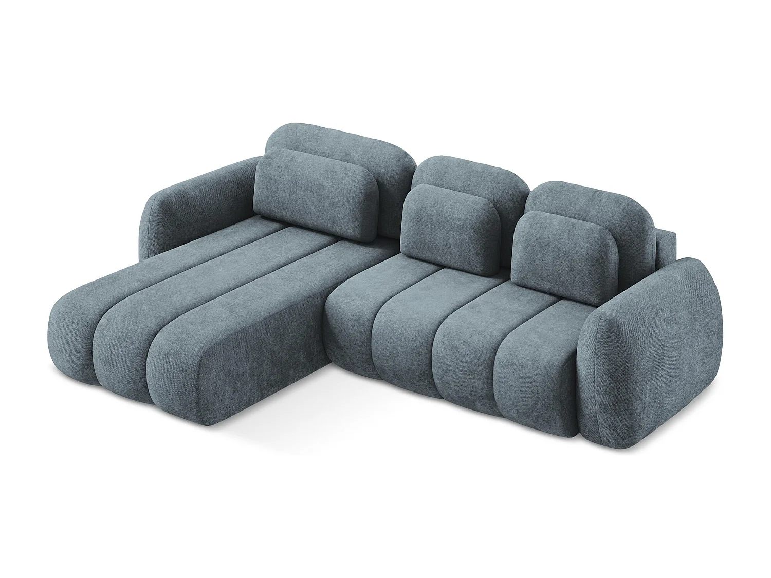 Canapé d’angle 3 places gauche convertible en tissu chenille - jeans - PELE