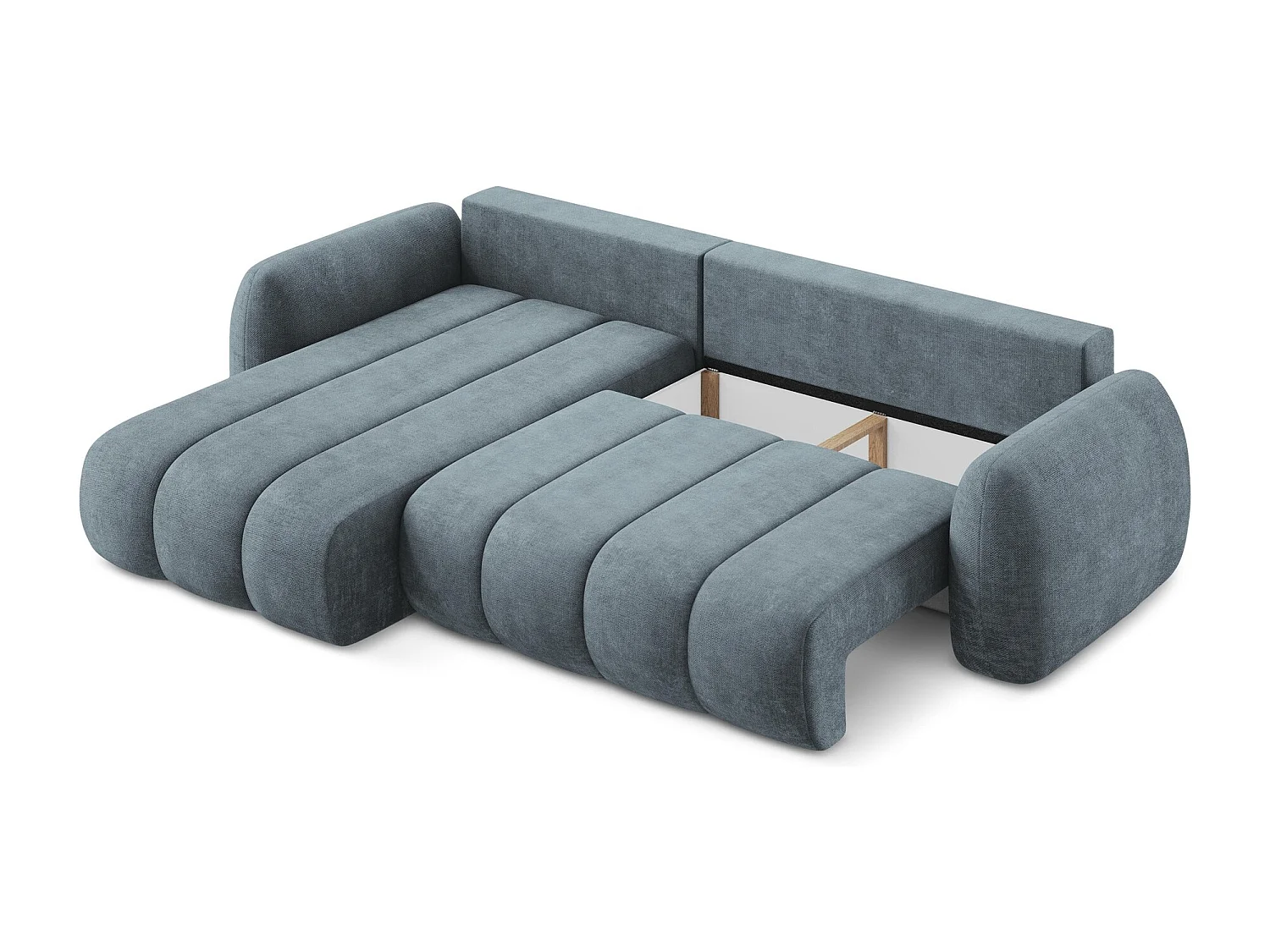 Canapé d’angle 3 places gauche convertible en tissu chenille - jeans - PELE