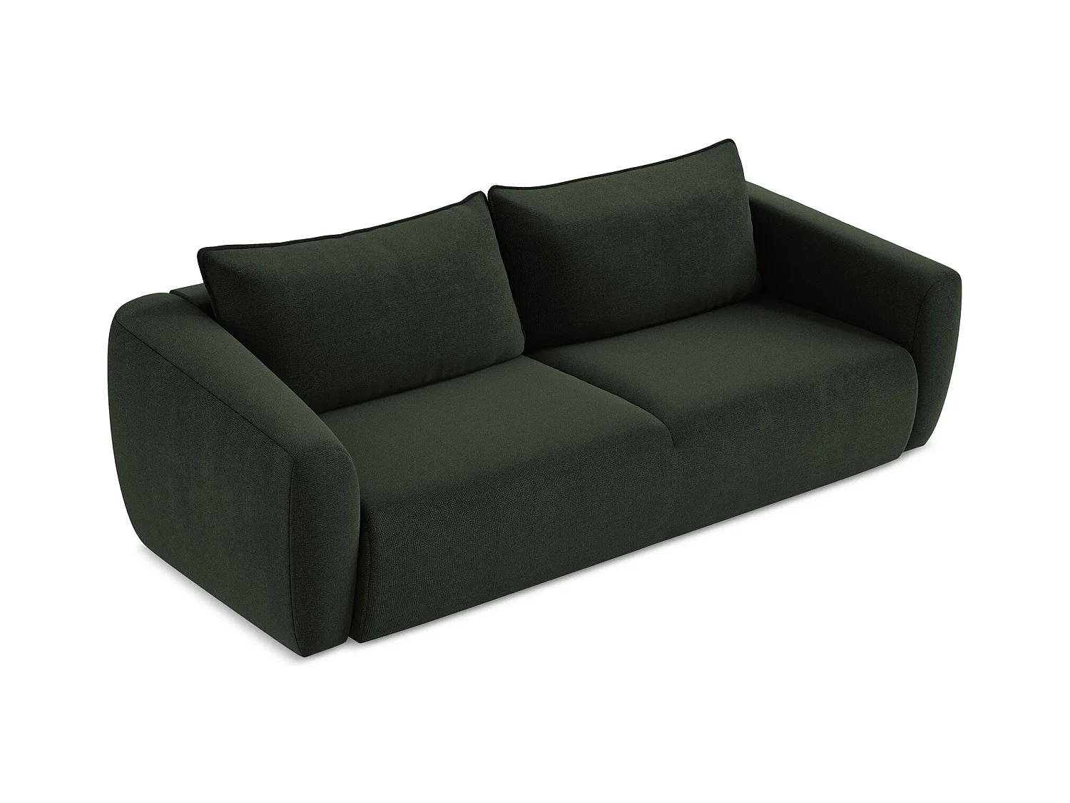 Canapé 3 places convertible en tissu texturé - bouteille verte - GUAVA