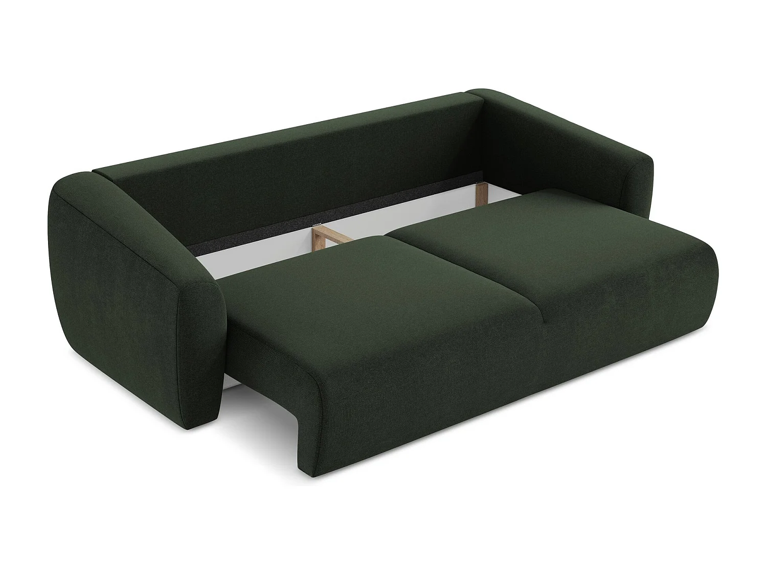 Canapé 3 places convertible en tissu texturé - bouteille verte - GUAVA