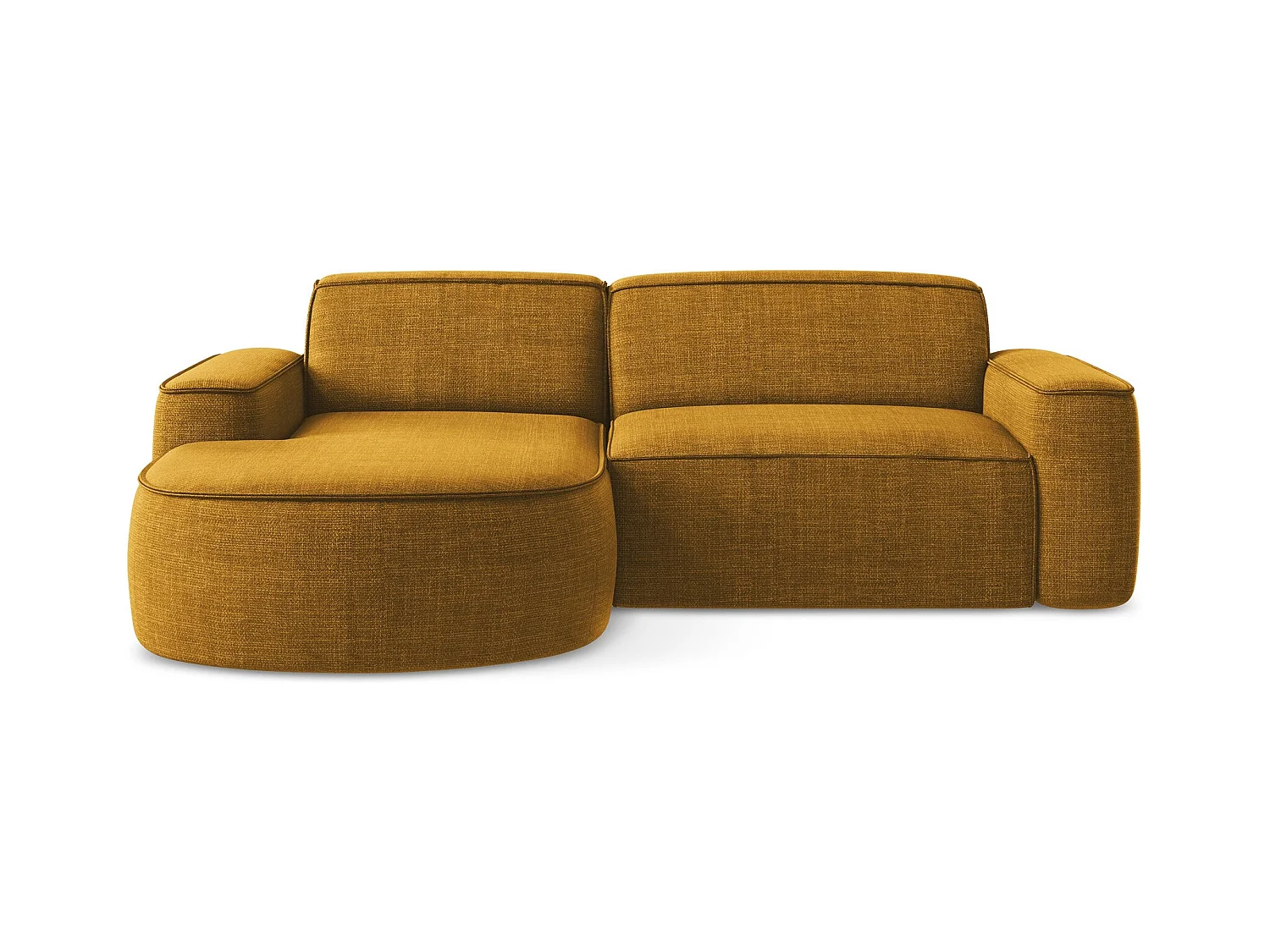 Canapé d'angle 2,5 places modulaire gauche en tissu texturé - moutarde - OMAO