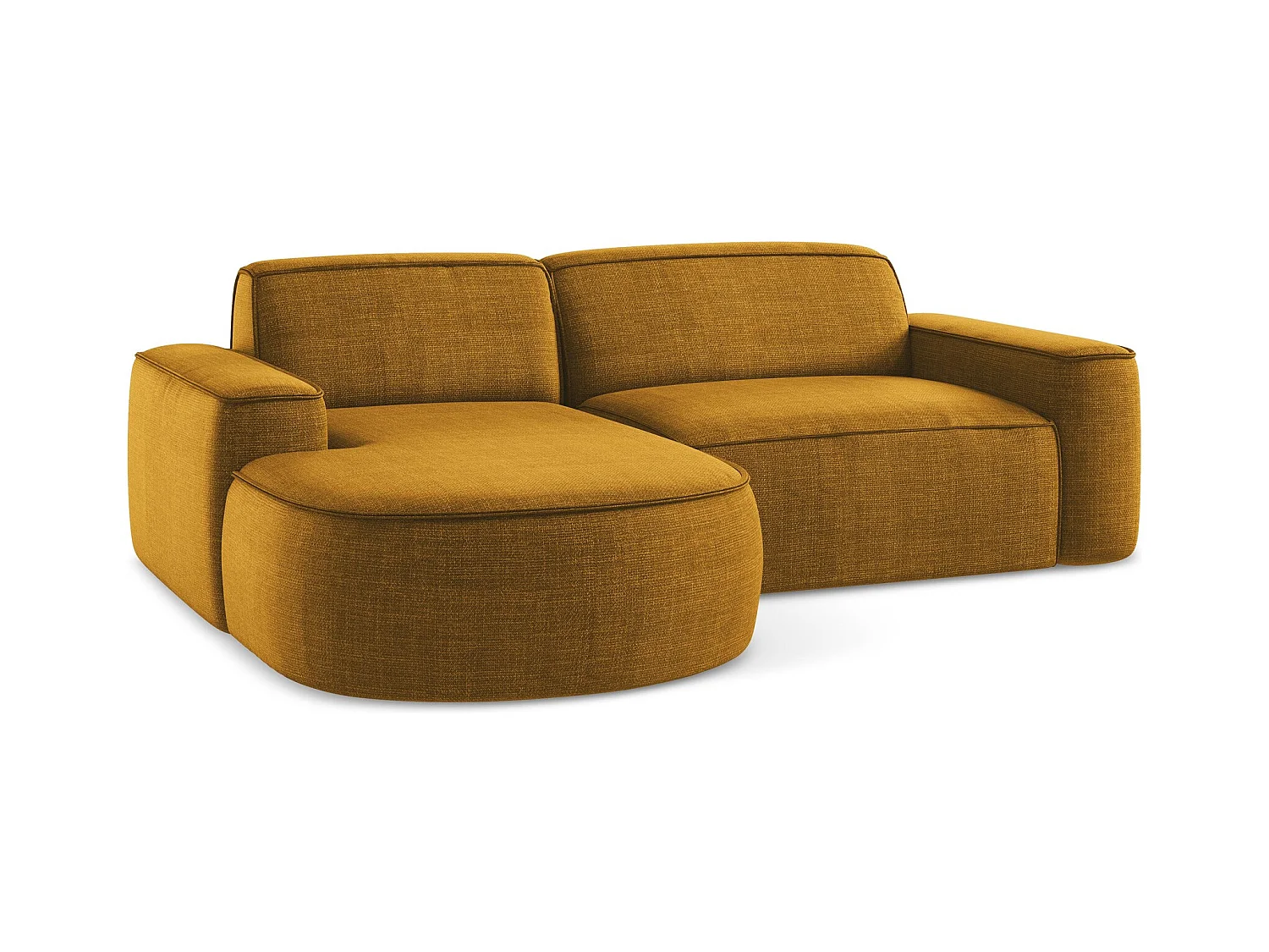 Canapé d'angle 2,5 places modulaire gauche en tissu texturé - moutarde - OMAO