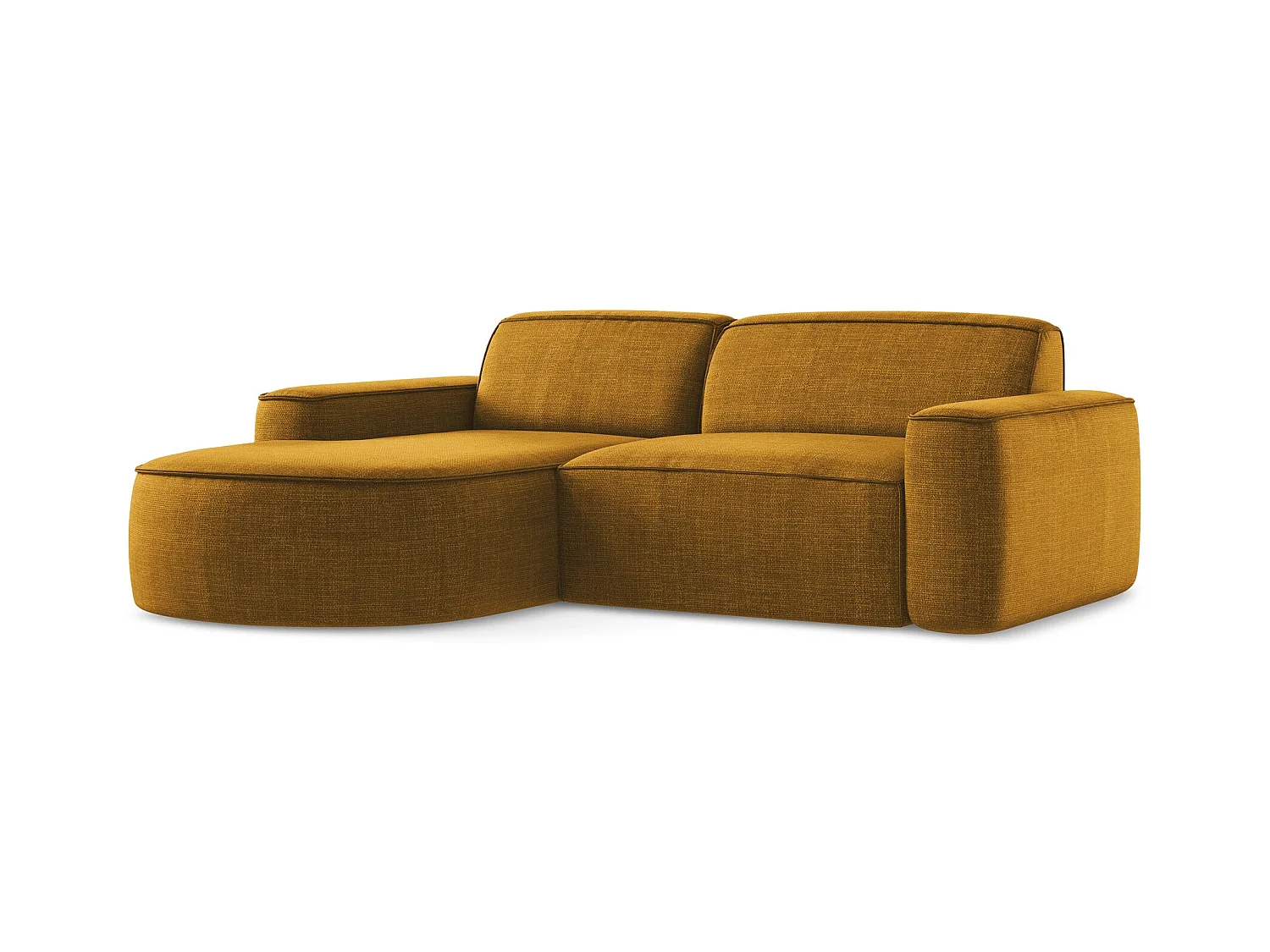 Canapé d'angle 2,5 places modulaire gauche en tissu texturé - moutarde - OMAO