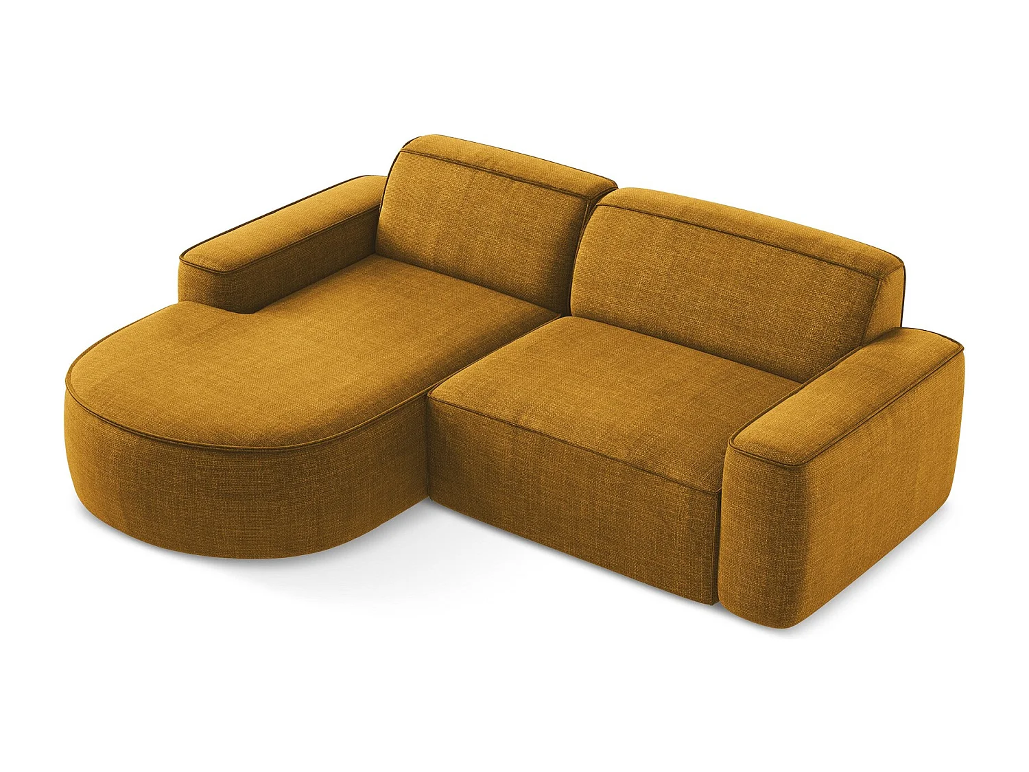 Canapé d'angle 2,5 places modulaire gauche en tissu texturé - moutarde - OMAO