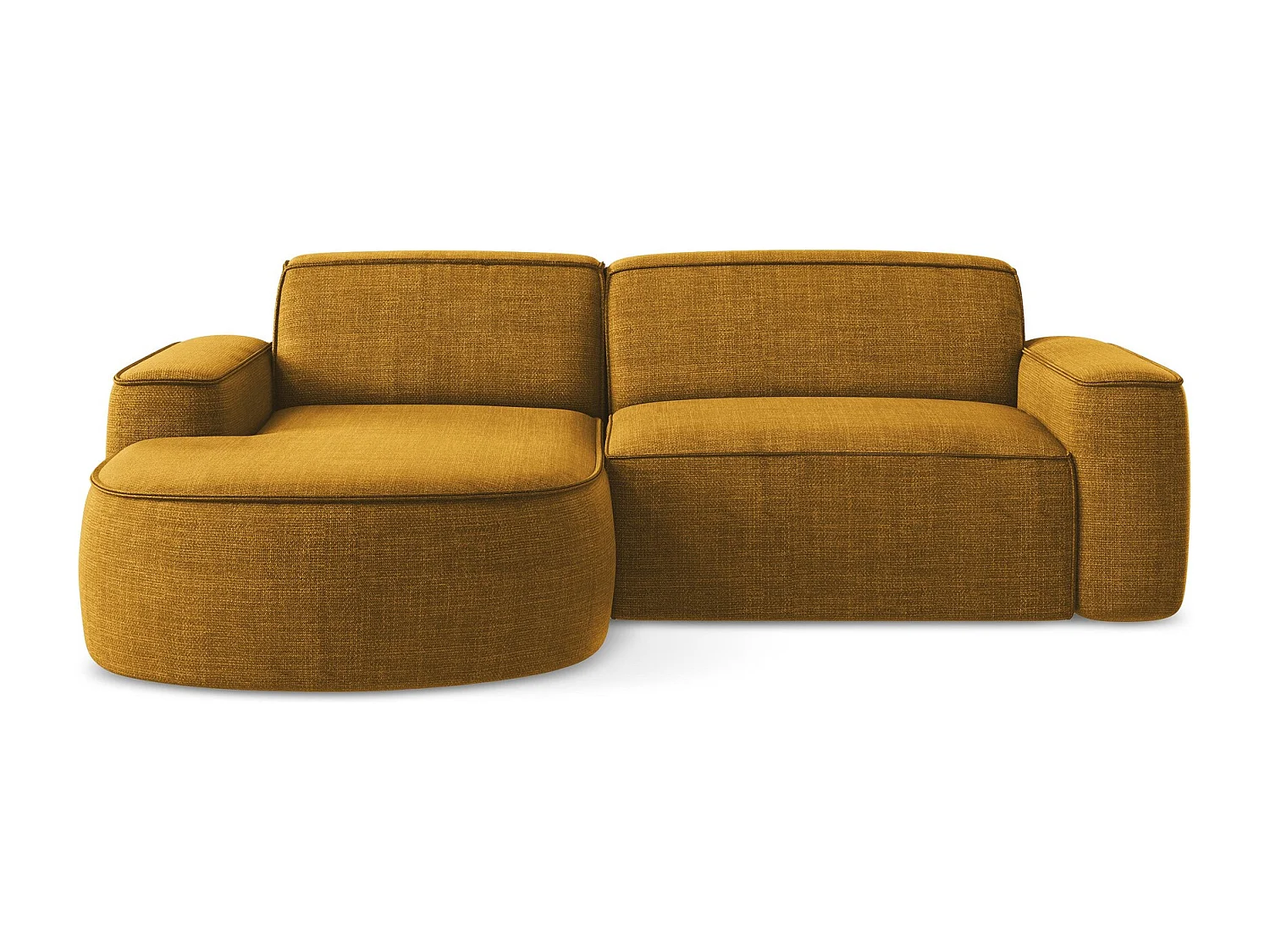 Modulaire hoekbank links van mosterd textuurstof - OMAO