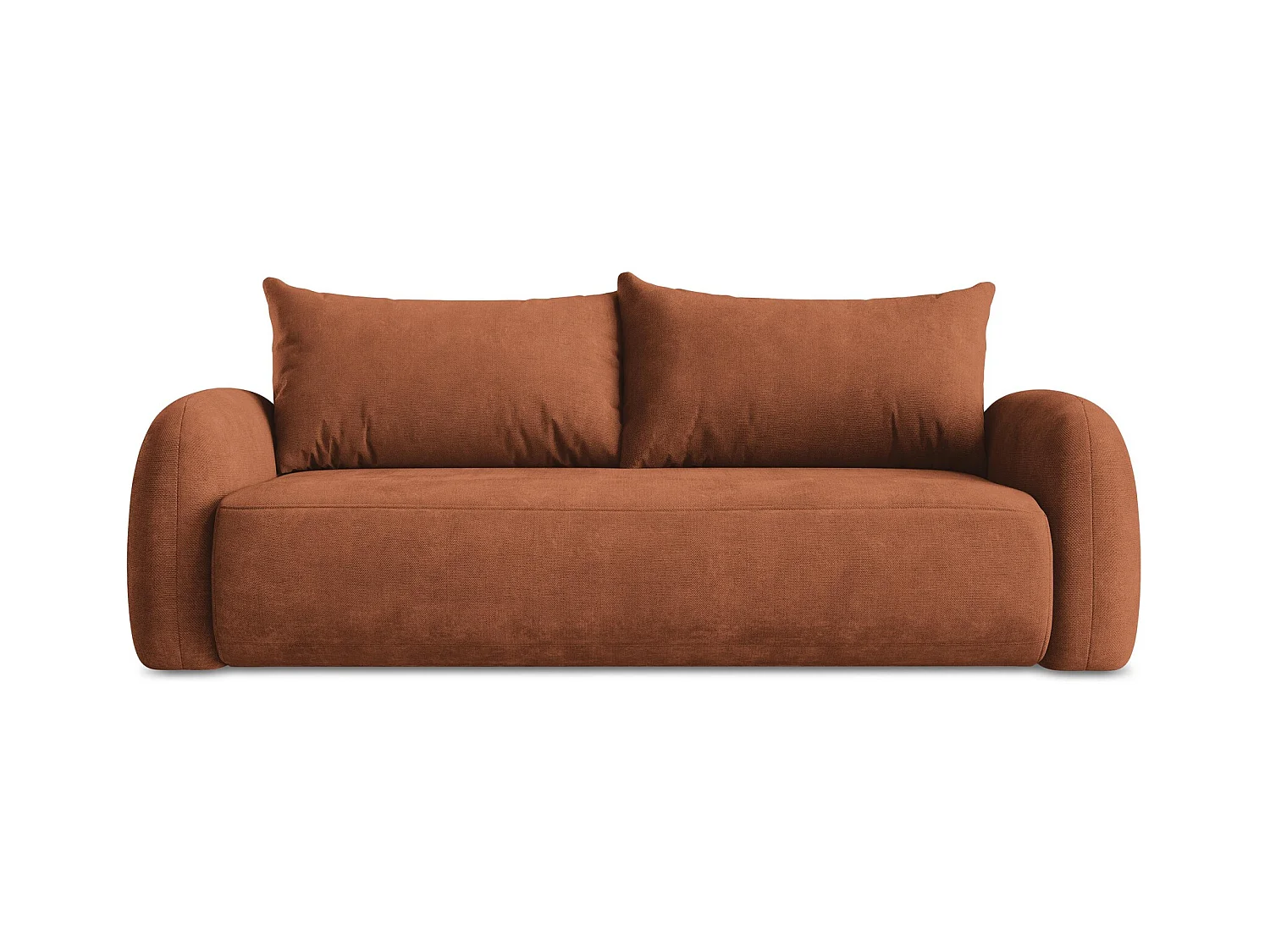 Canapé 3 places convertible en tissu chenille - terre cuite - HALE