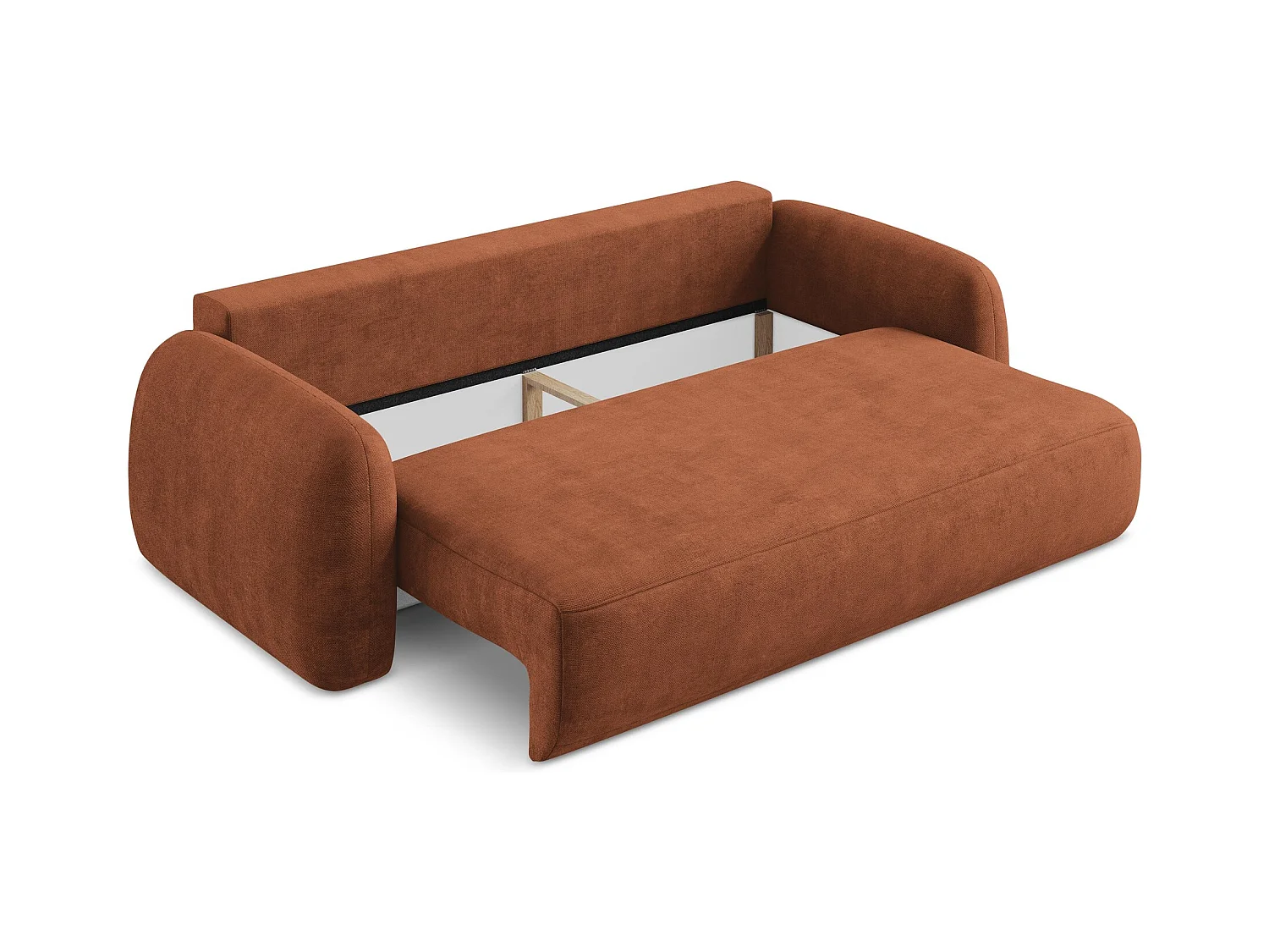 Canapé 3 places convertible en tissu chenille - terre cuite - HALE