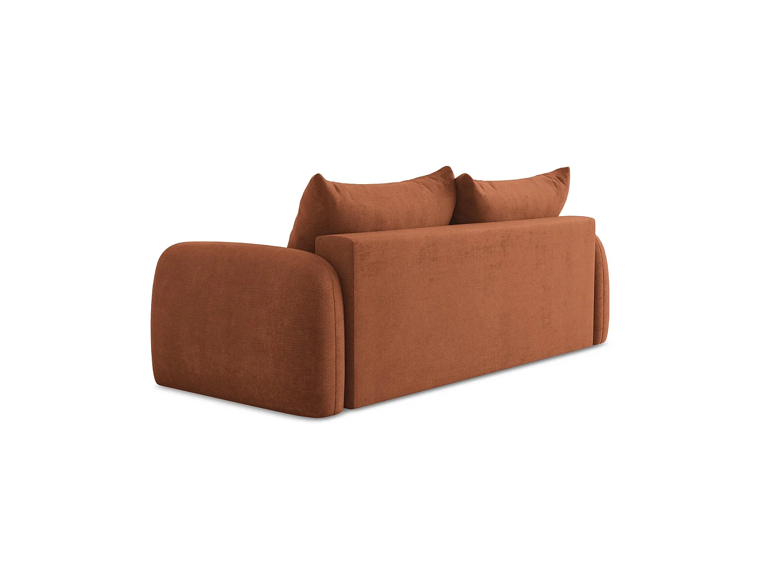 Canapé 3 places convertible en tissu chenille - terre cuite - AMALFI
