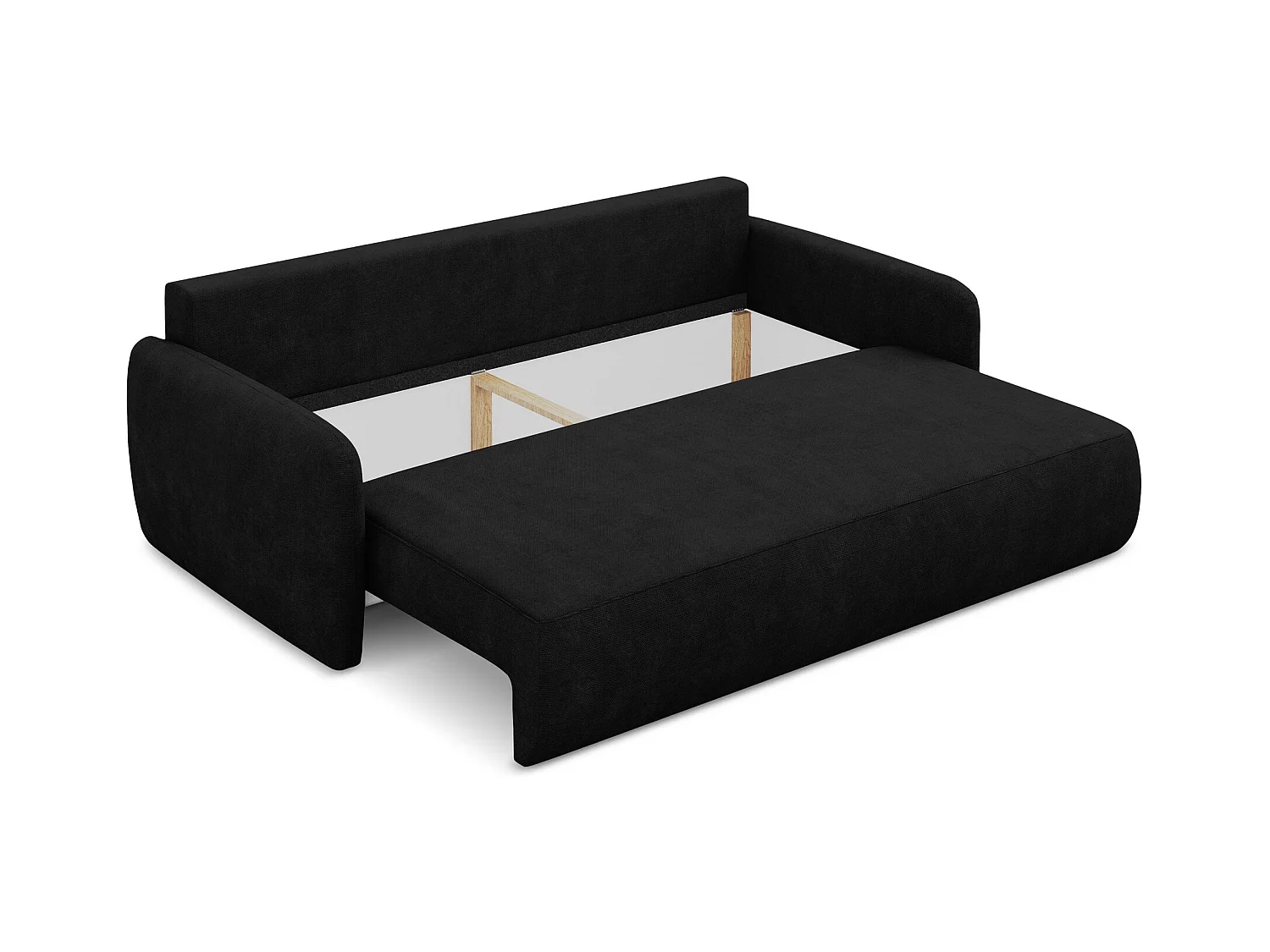 Canapé 3 places convertible en tissu chenille - noir - LILO