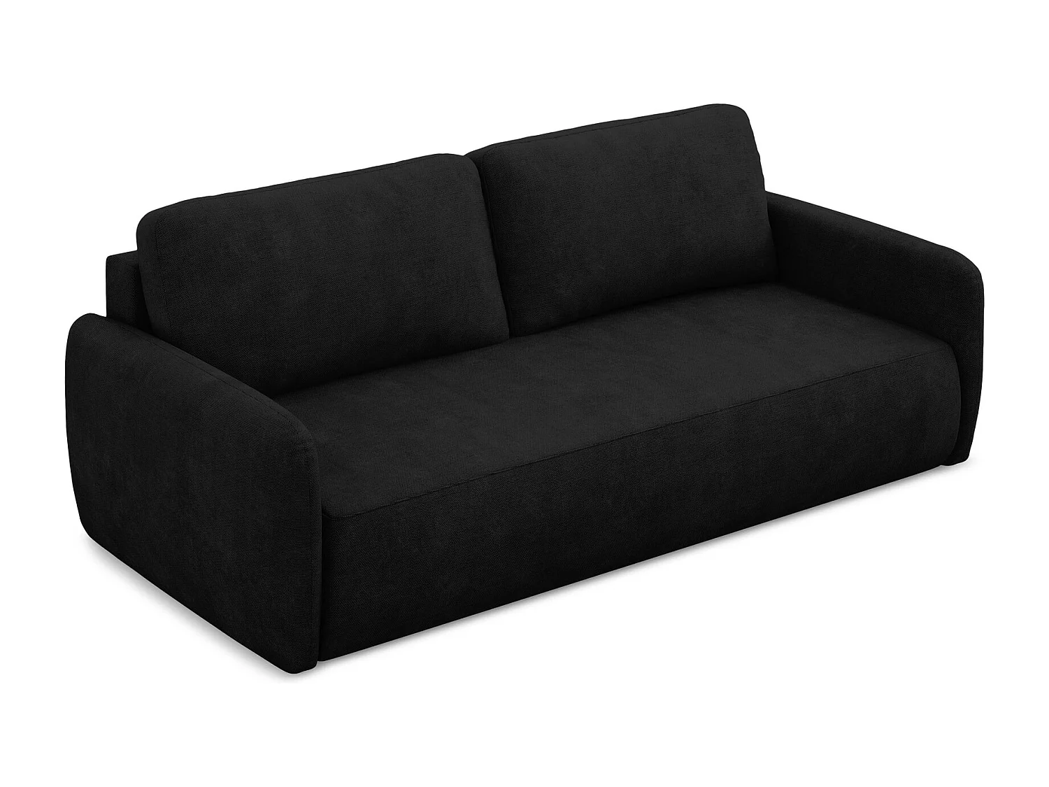 Canapé 3 places convertible en tissu chenille - noir - LILO