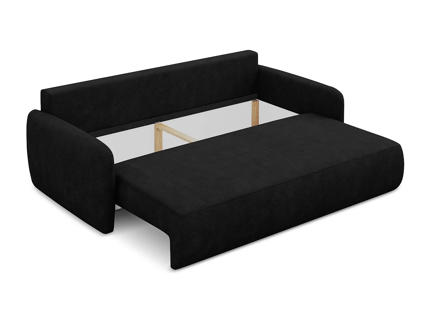 Canapé 3 places convertible en tissu chenille - noir - LILO