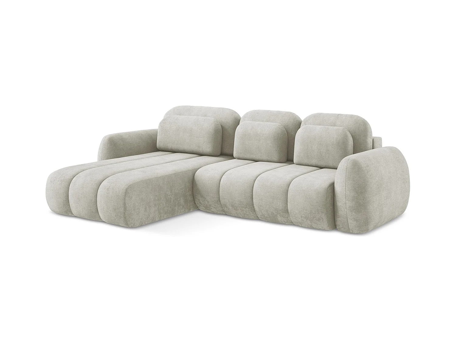 3-Sitzer Ecksofa mit Schlaffunktion - Ecke Links - Chenille - Perle - PELE