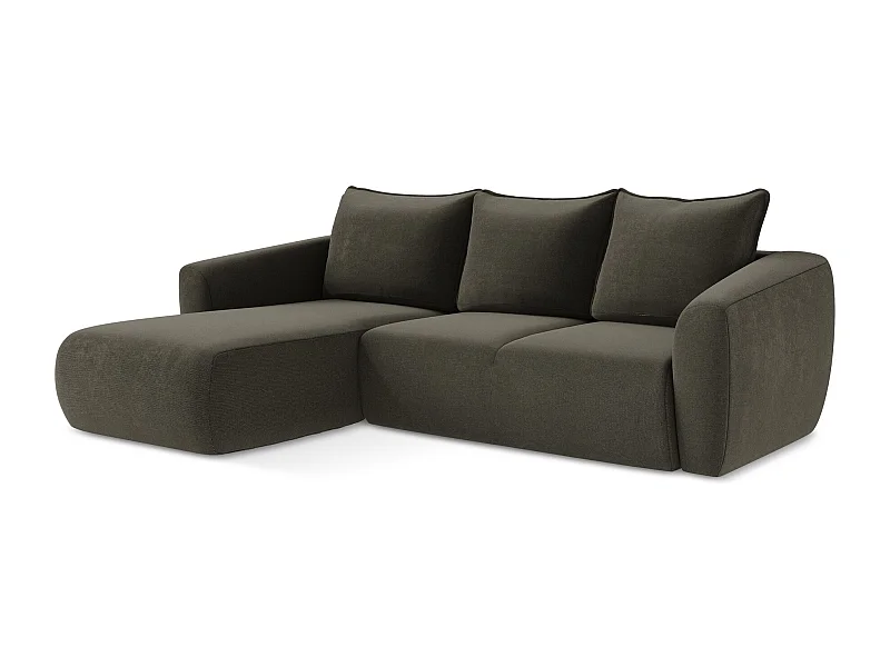 3-Sitzer Ecksofa mit Schlaffunktion - Ecke Links - Strukturstoff - Taupe - GUAVA
