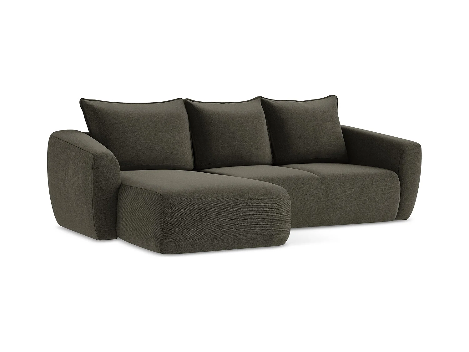 Canapé d’angle 3 places gauche convertible en tissu texturé - taupe - GUAVA