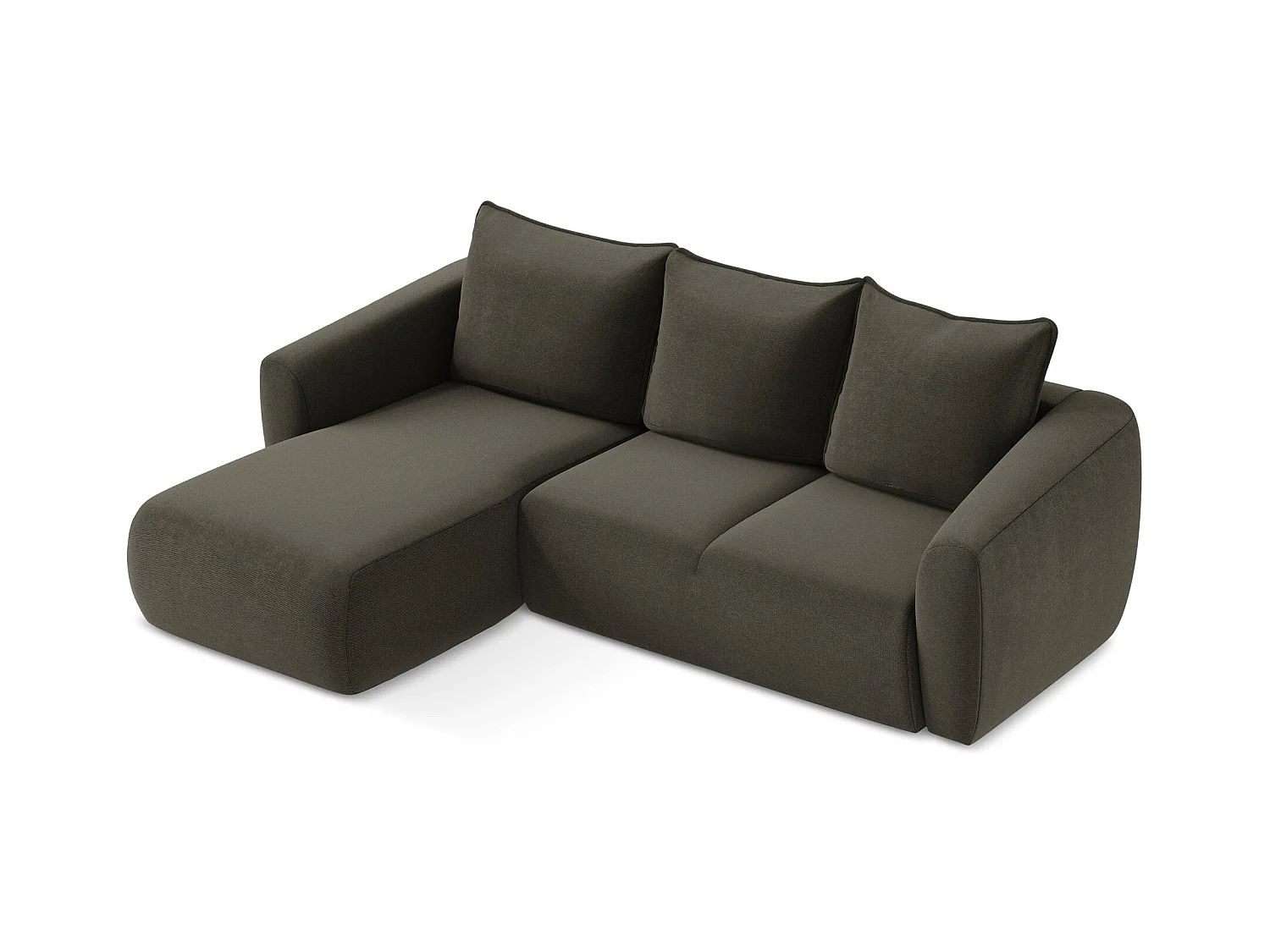 Canapé d’angle 3 places gauche convertible en tissu texturé - taupe - GUAVA