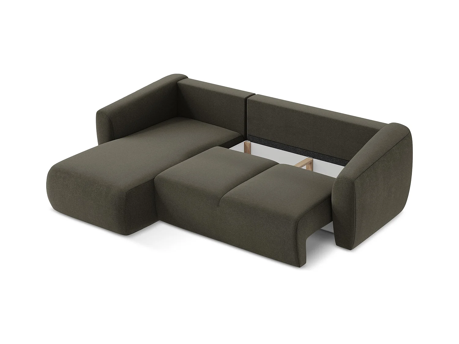 Canapé d’angle 3 places gauche convertible en tissu texturé - taupe - GUAVA