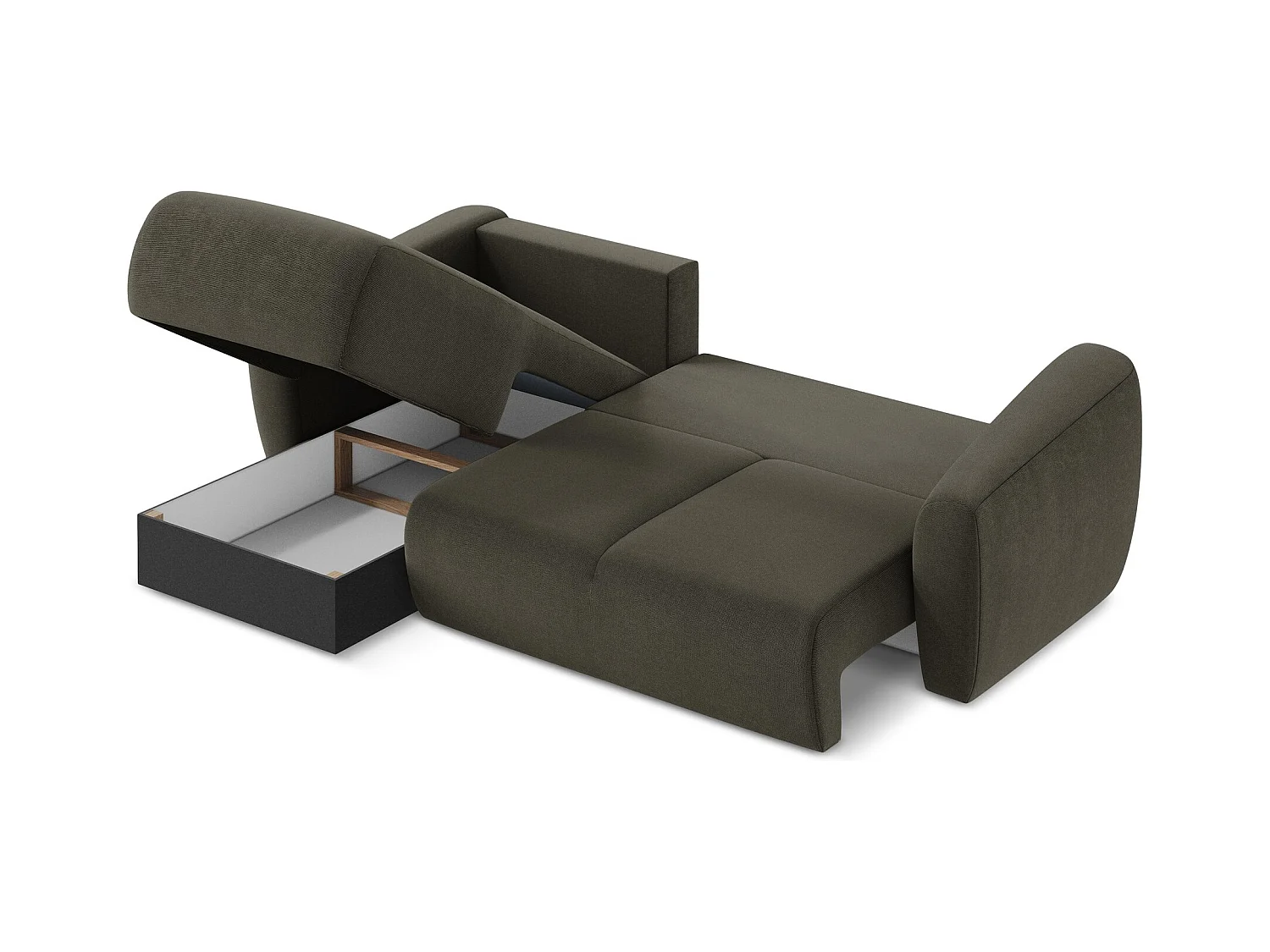 Canapé d’angle 3 places gauche convertible en tissu texturé - taupe - GUAVA