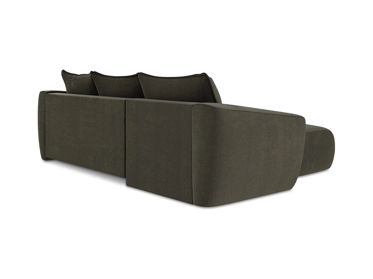 Canapé d’angle 3 places gauche convertible en tissu texturé - taupe - GUAVA