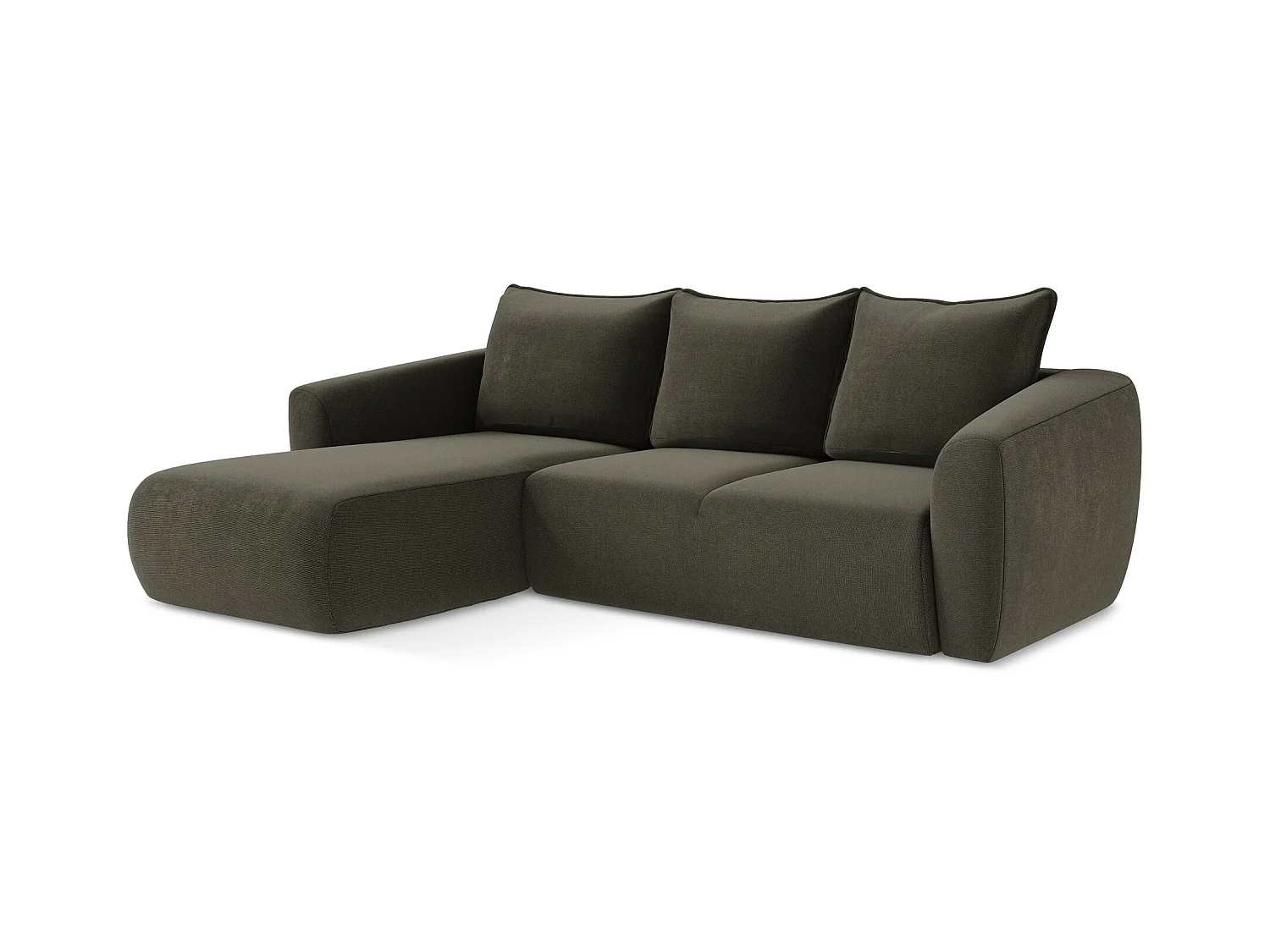 3-Sitzer Ecksofa mit Schlaffunktion - Ecke Links - Strukturstoff - Taupe - GUAVA