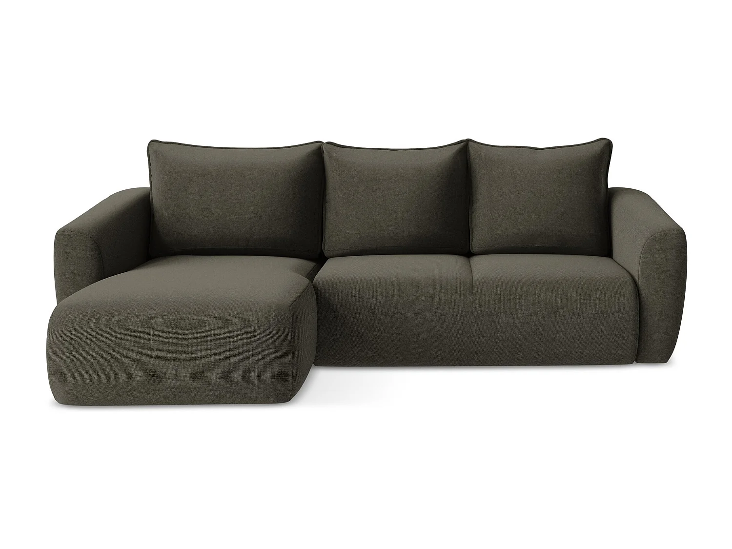 Canapé d’angle 3 places gauche convertible en tissu texturé - taupe - GUAVA