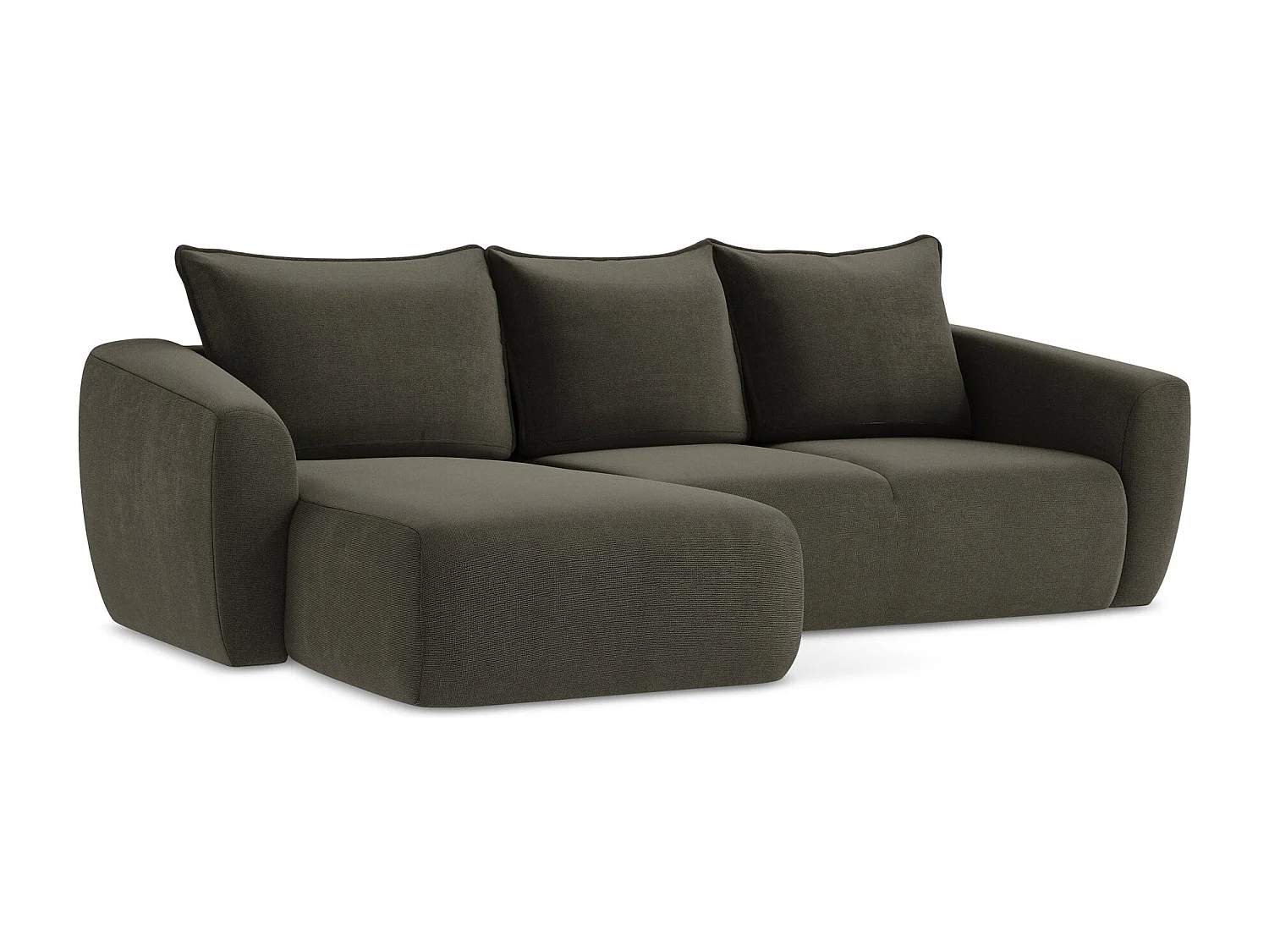 Canapé d’angle 3 places gauche convertible en tissu texturé - taupe - GUAVA