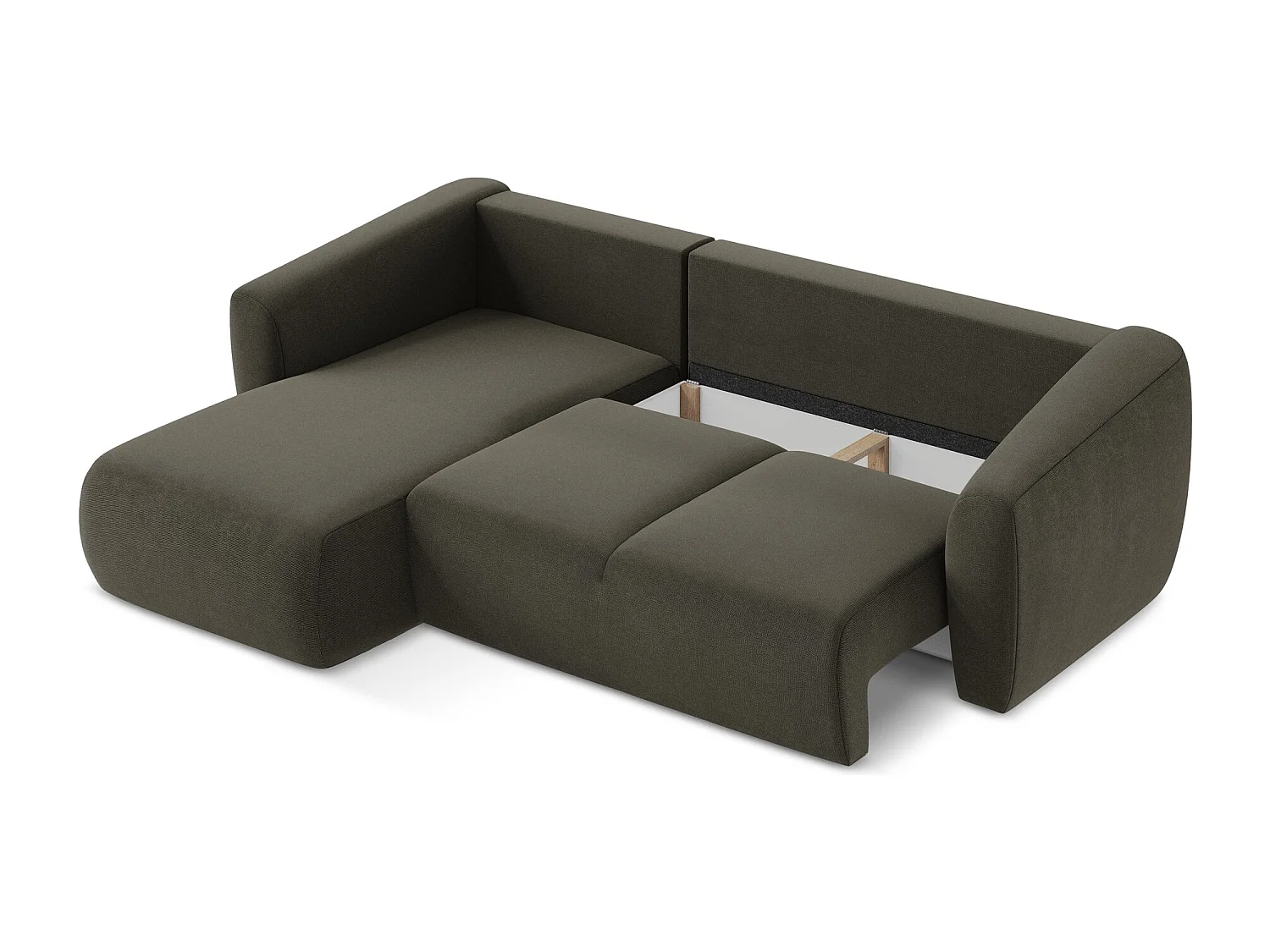 Canapé d’angle 3 places gauche convertible en tissu texturé - taupe - GUAVA