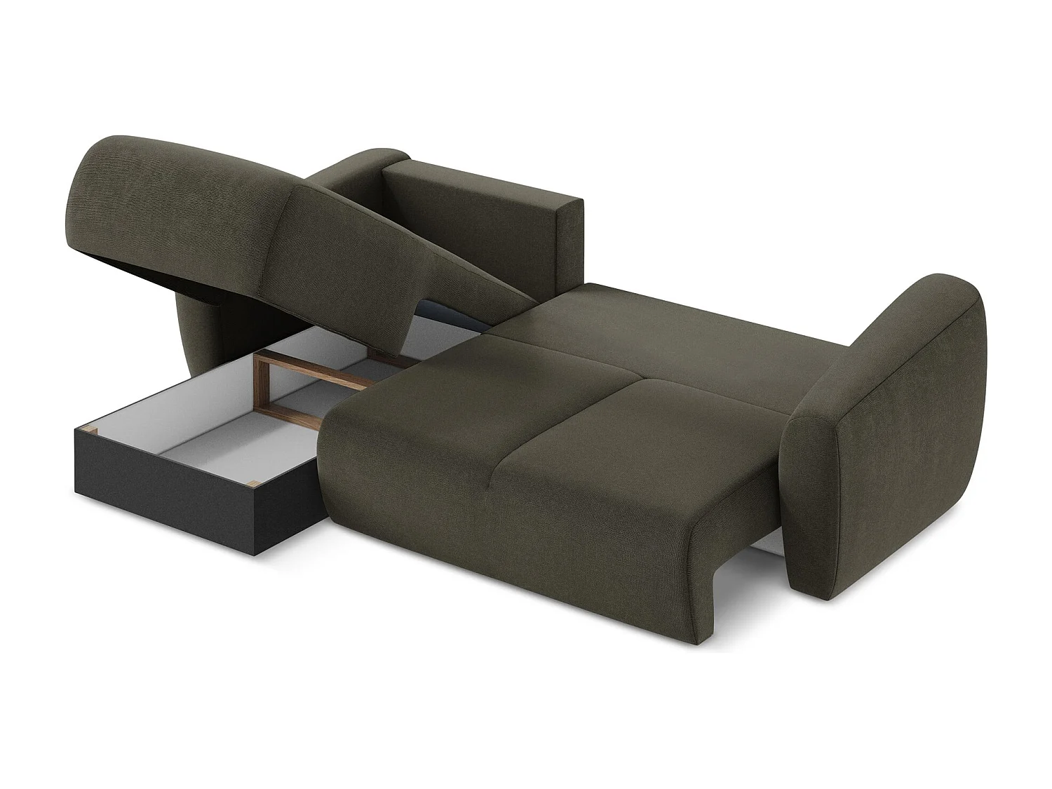 Canapé d’angle 3 places gauche convertible en tissu texturé - taupe - GUAVA