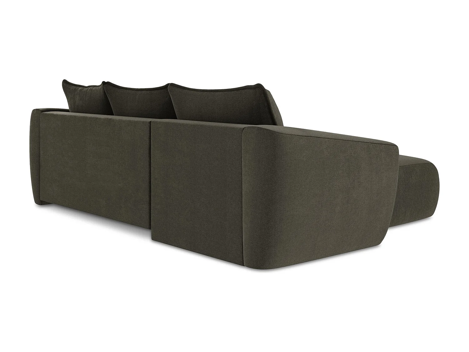 Canapé d’angle 3 places gauche convertible en tissu texturé - taupe - GUAVA