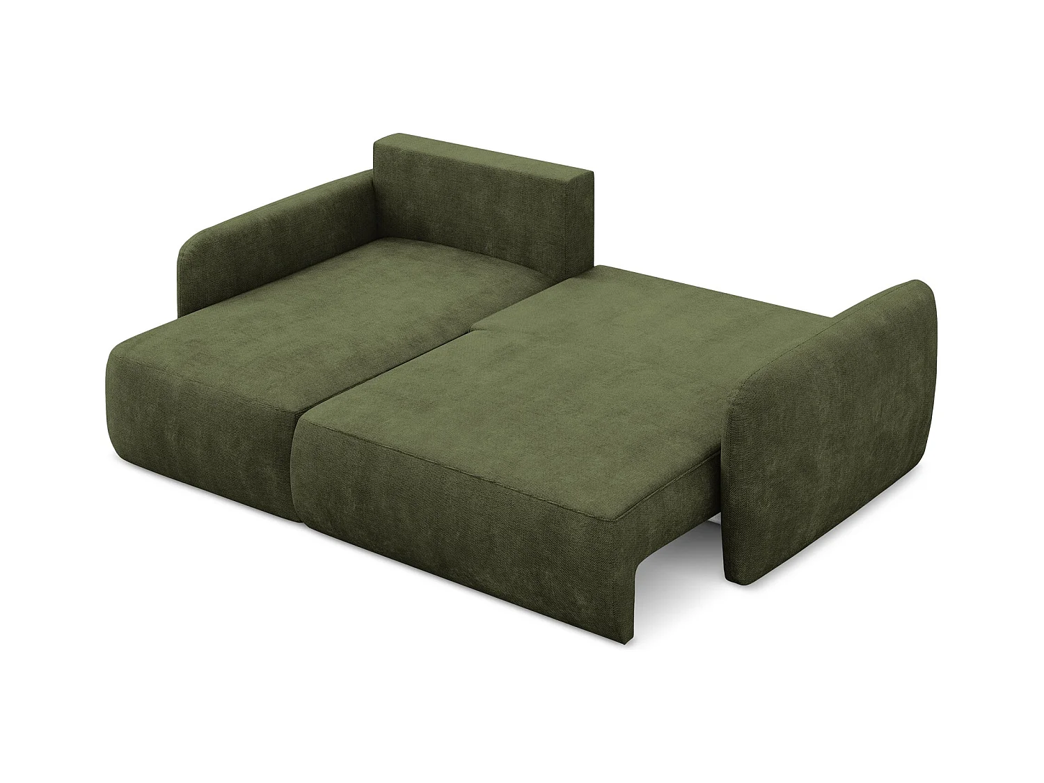 Canapé d’angle 2 places gauche convertible en tissu chenille - olive - LILO