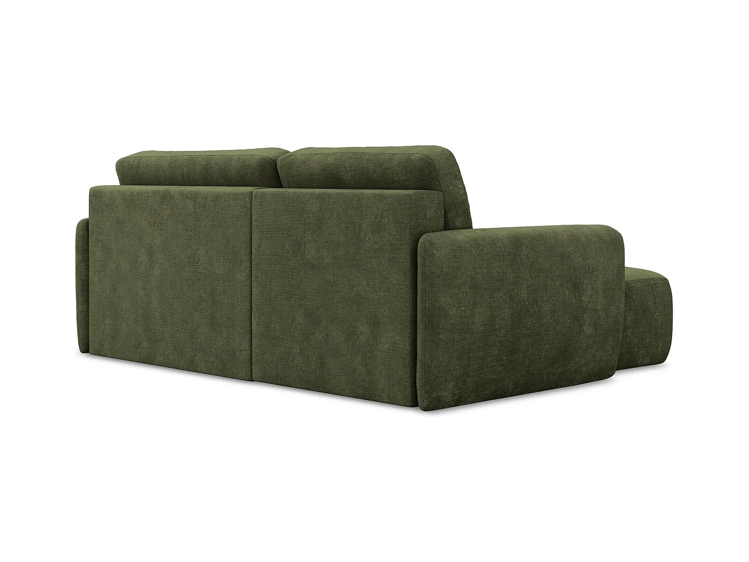 Canapé d’angle 2 places gauche convertible en tissu chenille - olive - LILO