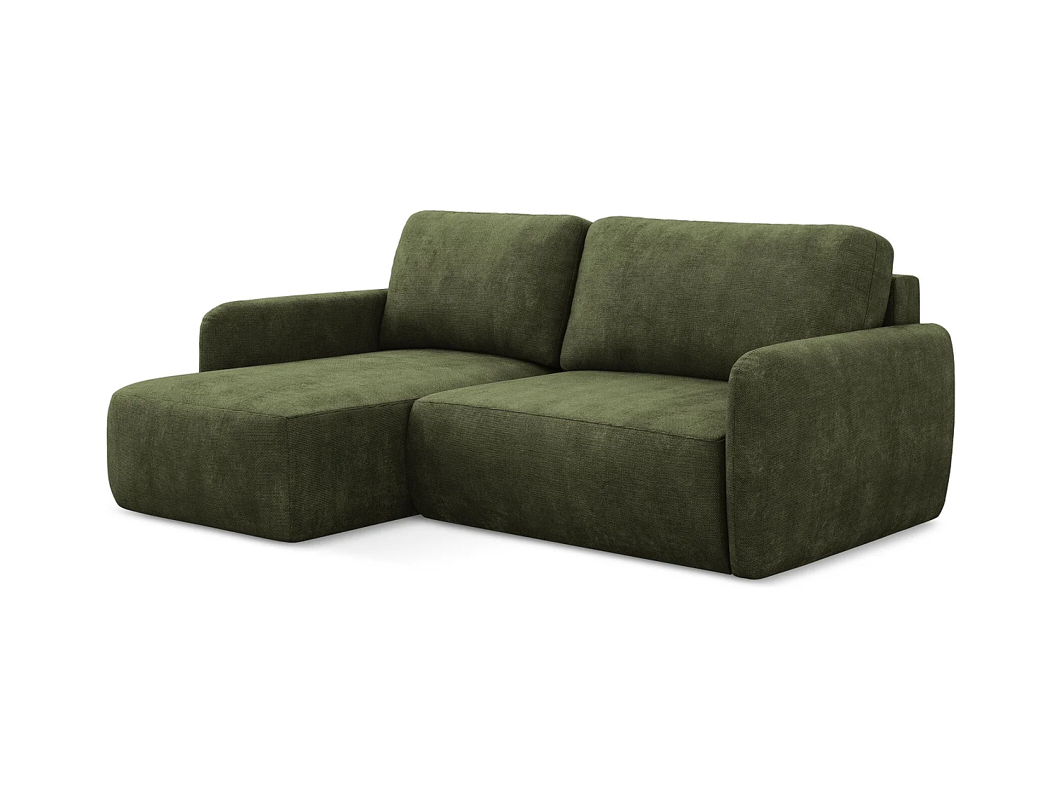 2-Sitzer Ecksofa mit Schlaffunktion - Ecke Links - Chenille - Olive - LILO