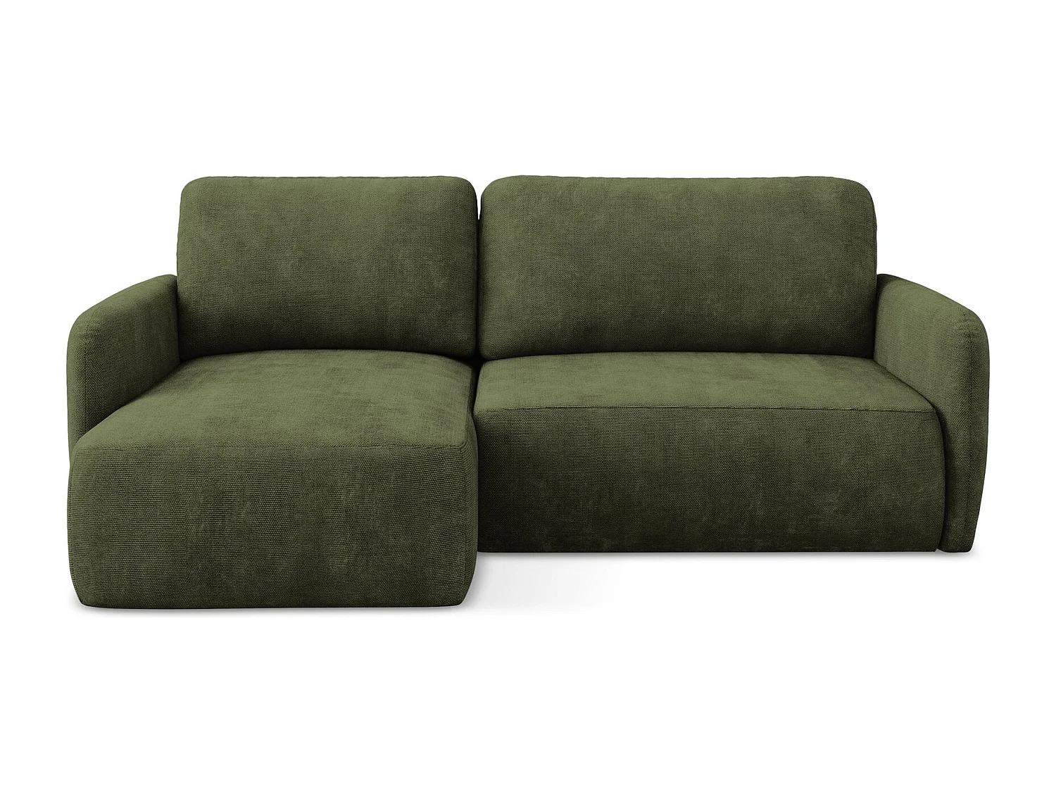 Canapé d’angle 2 places gauche convertible en tissu chenille - olive - LILO