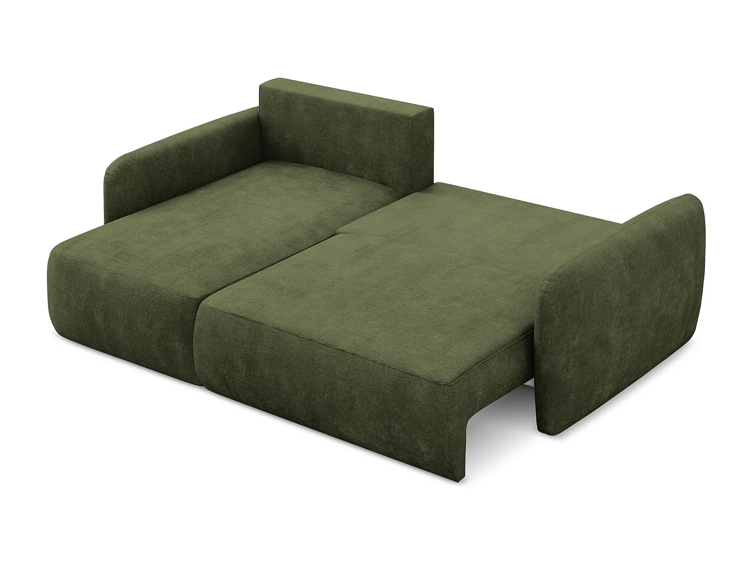 Canapé d’angle 2 places gauche convertible en tissu chenille - olive - LILO