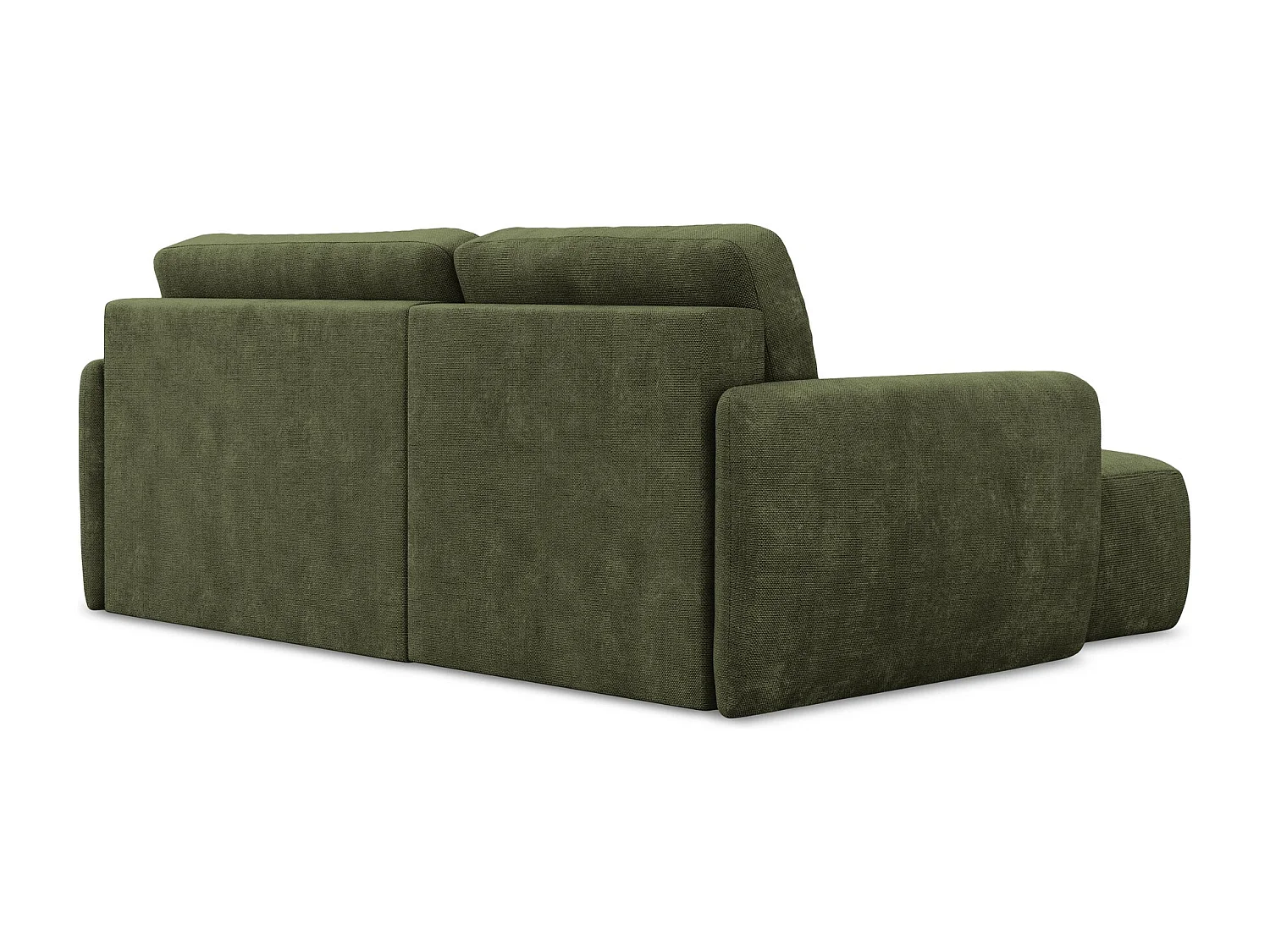Canapé d’angle 2 places gauche convertible en tissu chenille - olive - LILO
