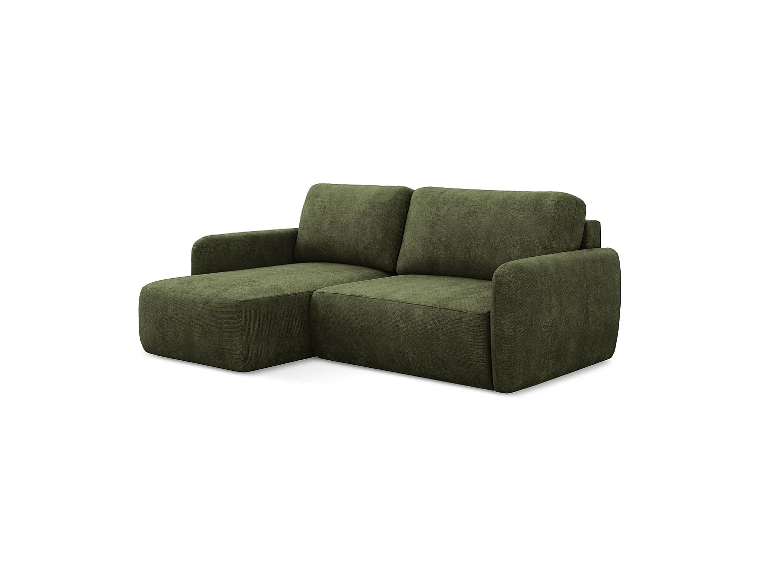Canapé d’angle 2 places gauche convertible en tissu chenille - olive - CORLE