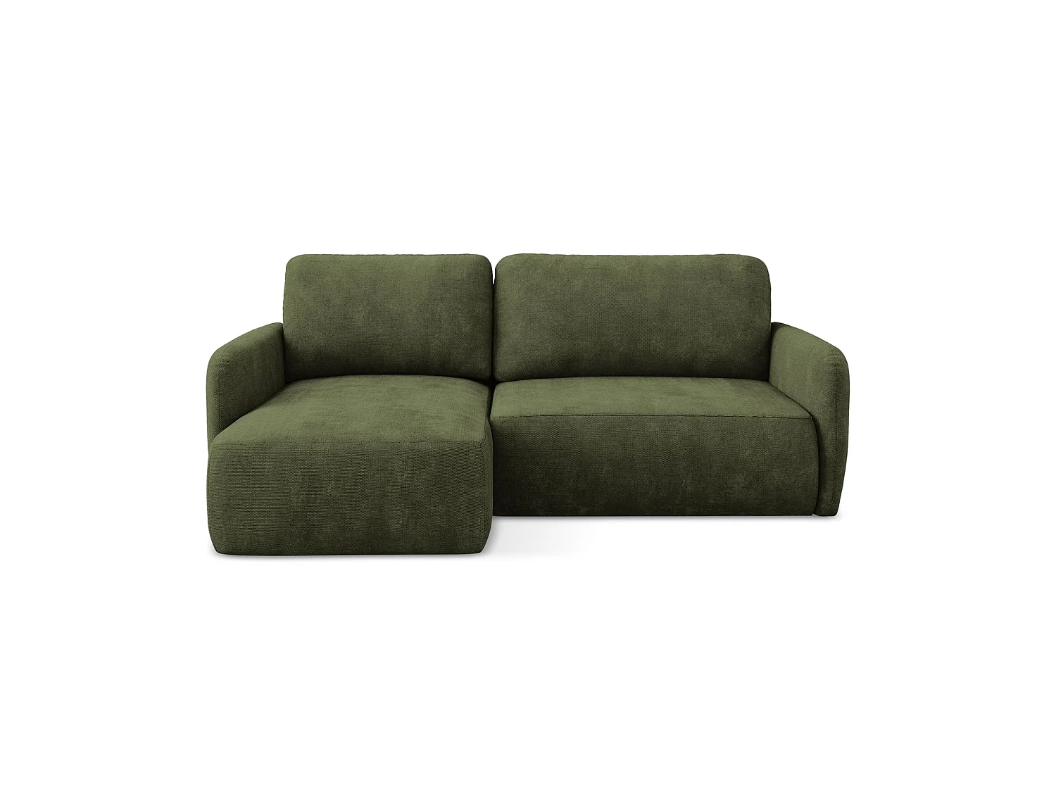 Canapé d’angle 2 places gauche convertible en tissu chenille - olive - CORLE