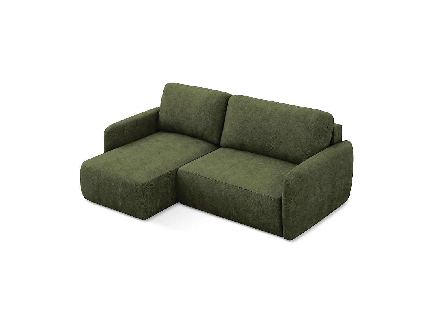 Canapé d’angle 2 places gauche convertible en tissu chenille - olive - CORLE